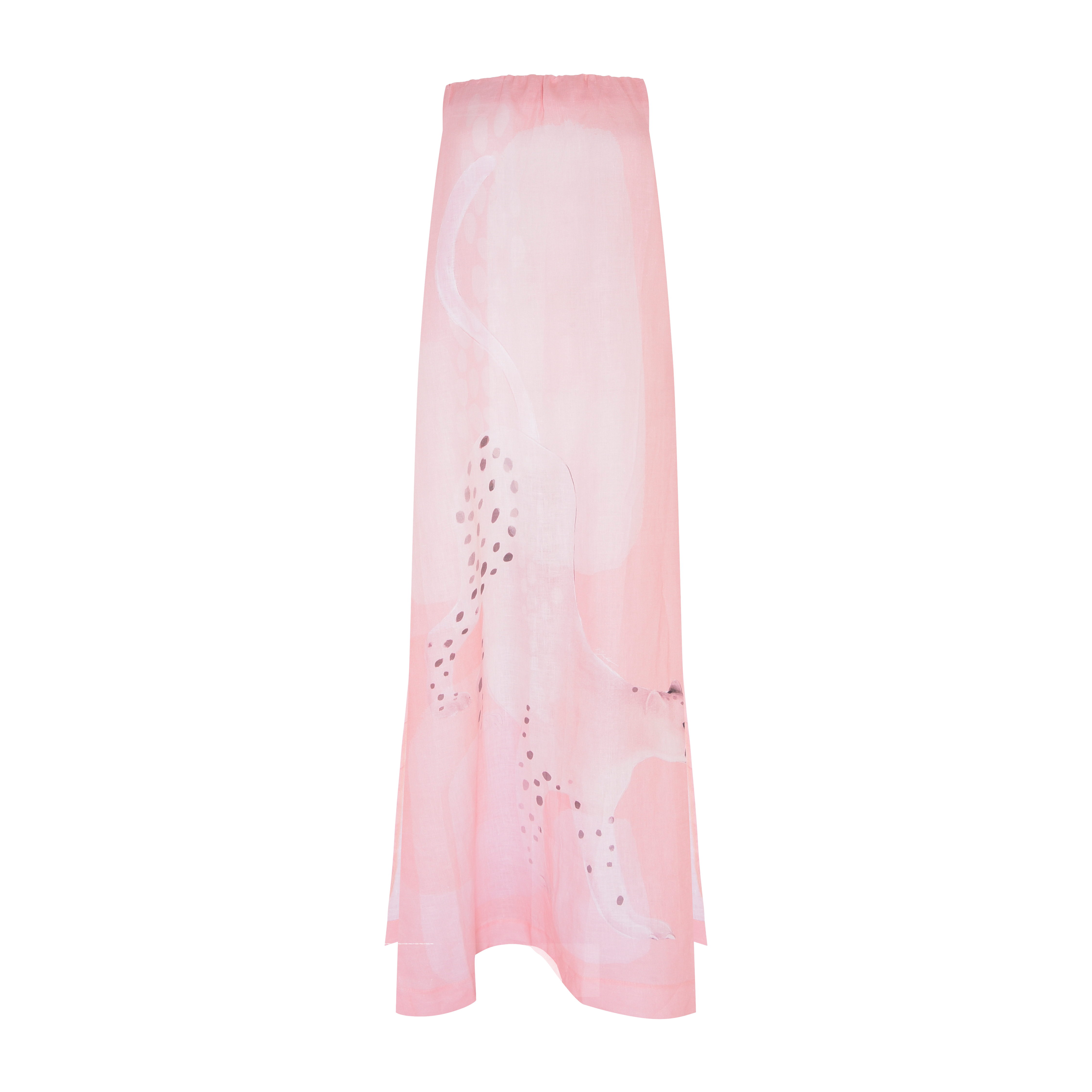 VESTIDO SEM ALÇA LINHO GUEPARDO ROSA