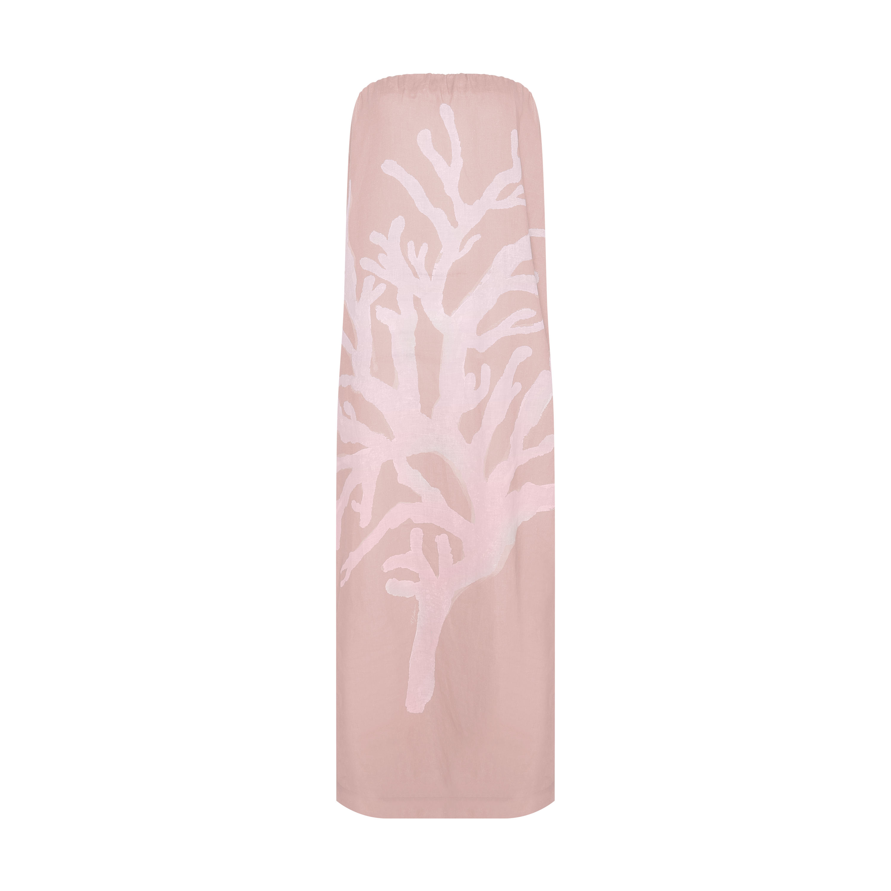VESTIDO LONGO SEM ALÇA LINHO CORAL NUDE