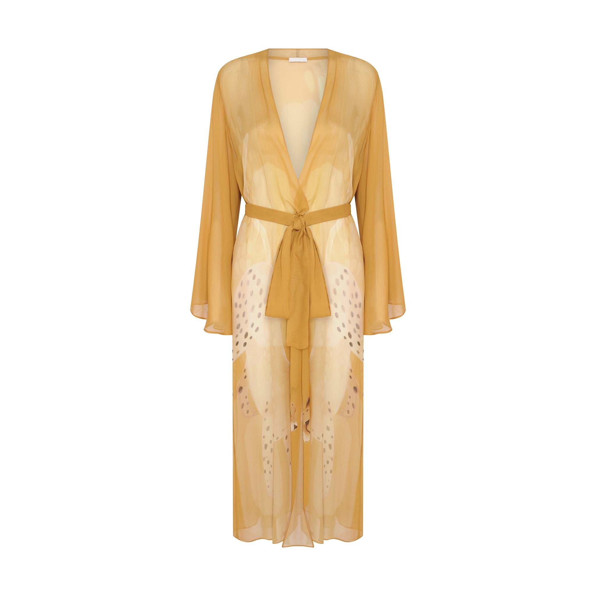 ROBE LONGO GEORGETE GUEPARDO AMARELO