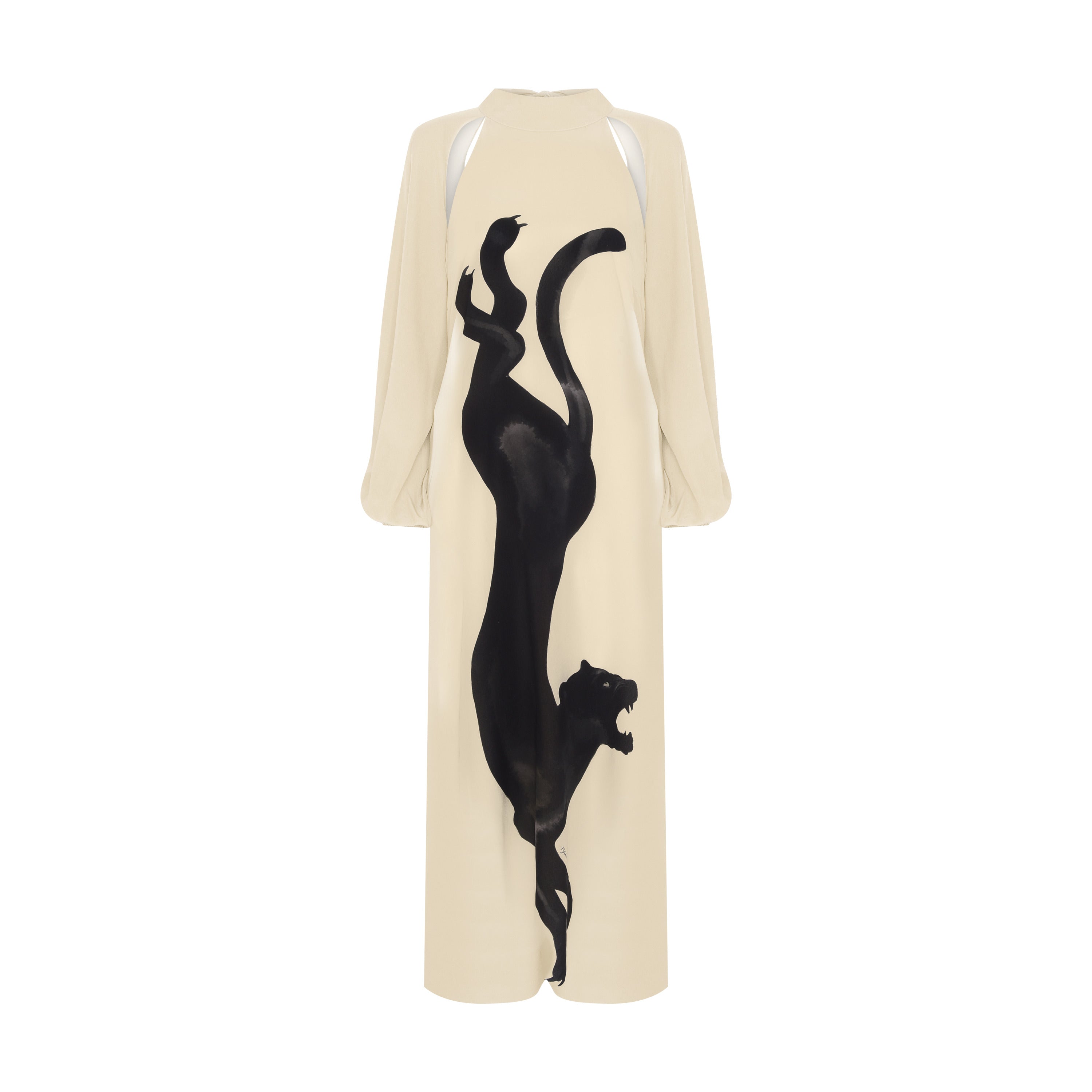 VESTIDO MANGA LONGA GEORGETTE PANTERA DUO