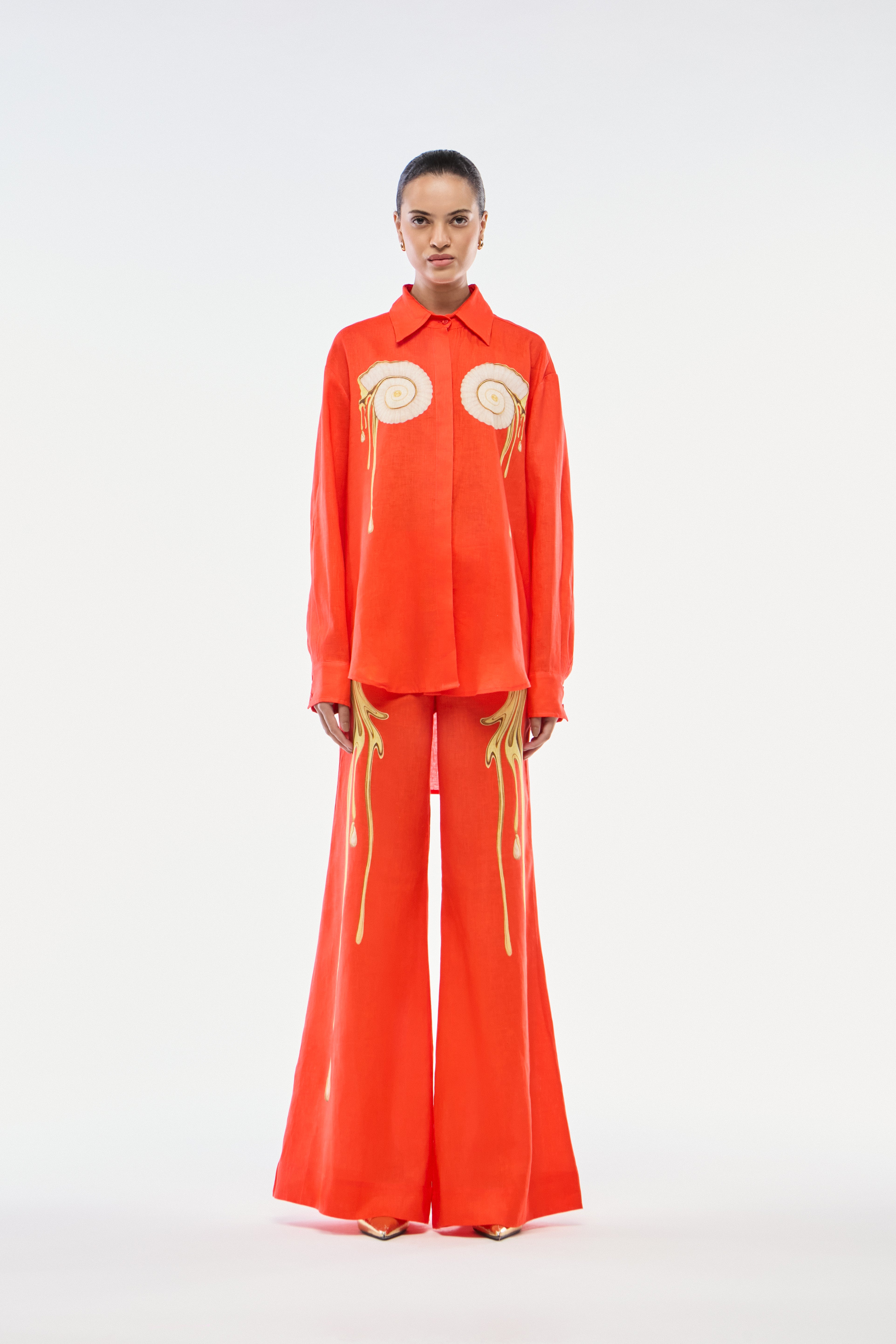 CALÇA PANTALONA LINHO CARACOL VERMELHO