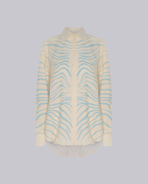 CAMISA BASICA LINHO ZEBRA MONO AZUL SKY