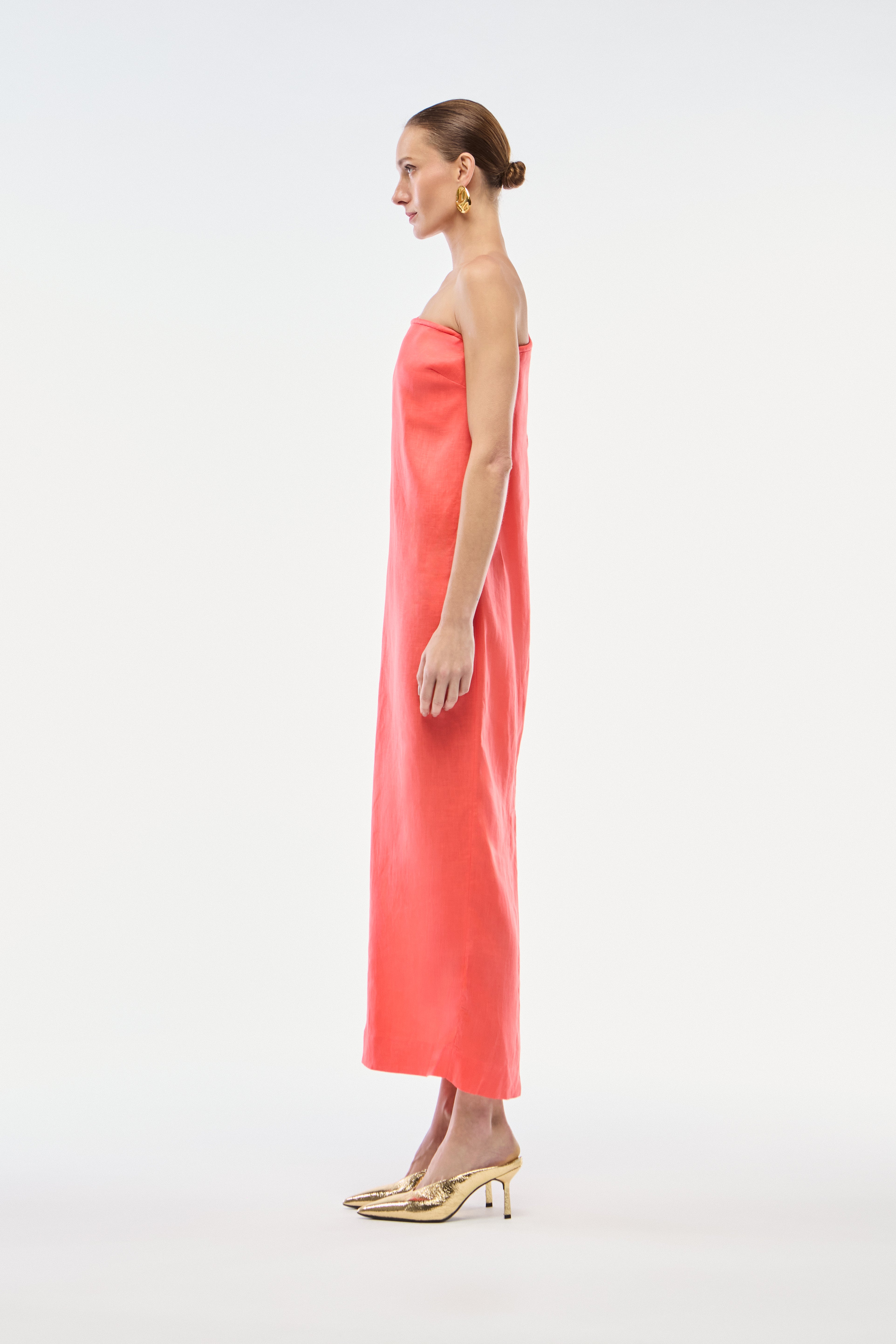 VESTIDO LONGO LINHO OMBRO SÓ VERMELHO