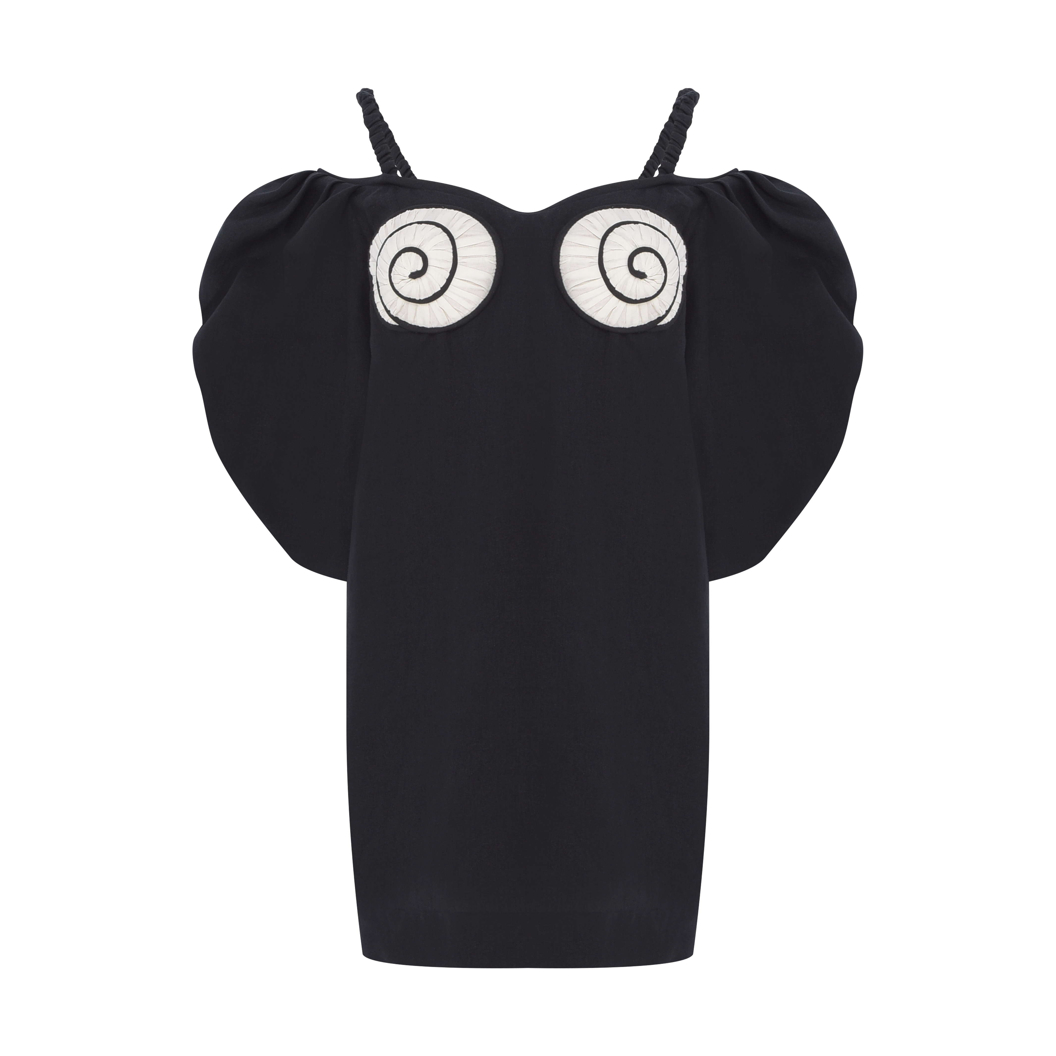 VESTIDO CURTO LINHO CARACOL PRETO
