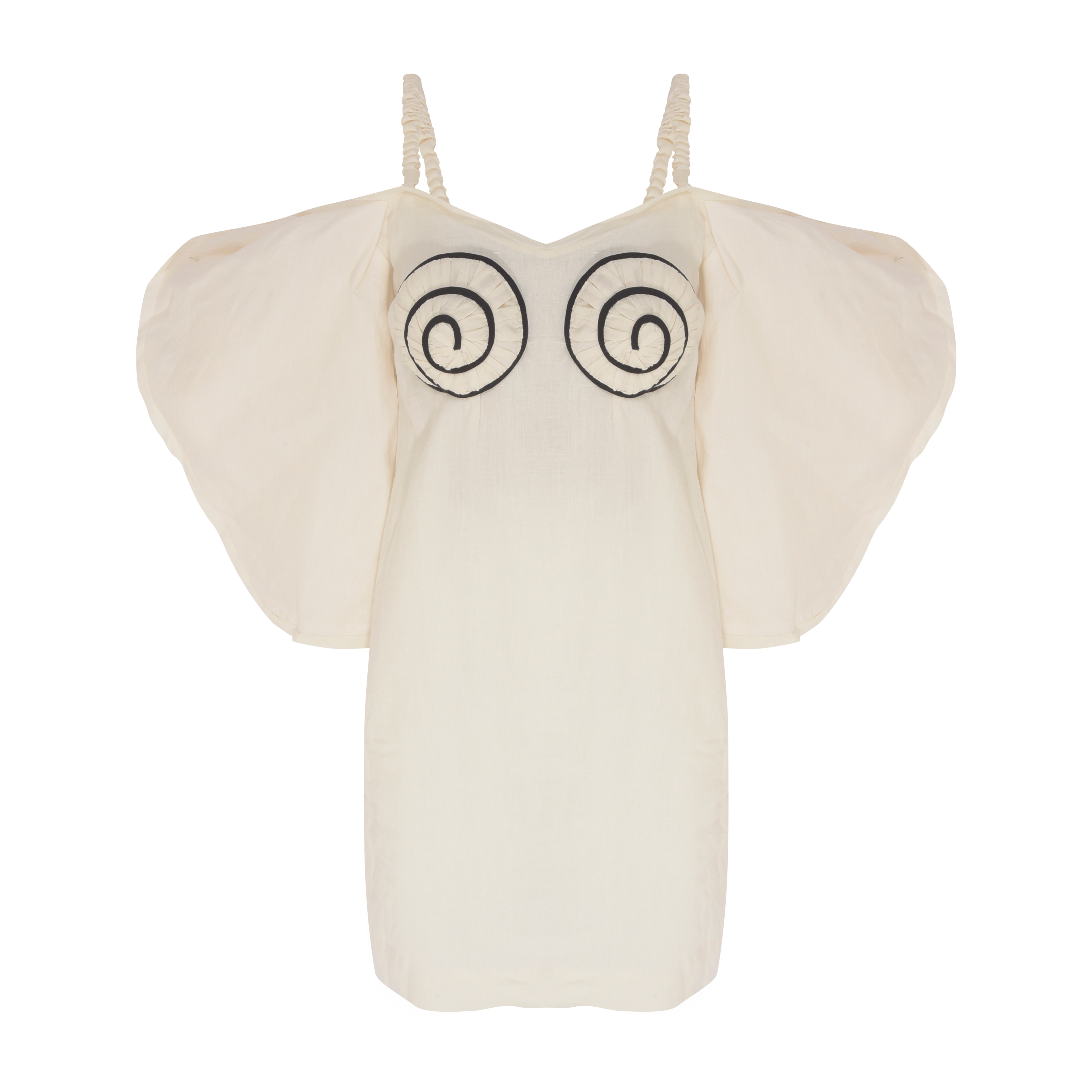VESTIDO CURTO BUSTO CARACOL OFF-WHITE