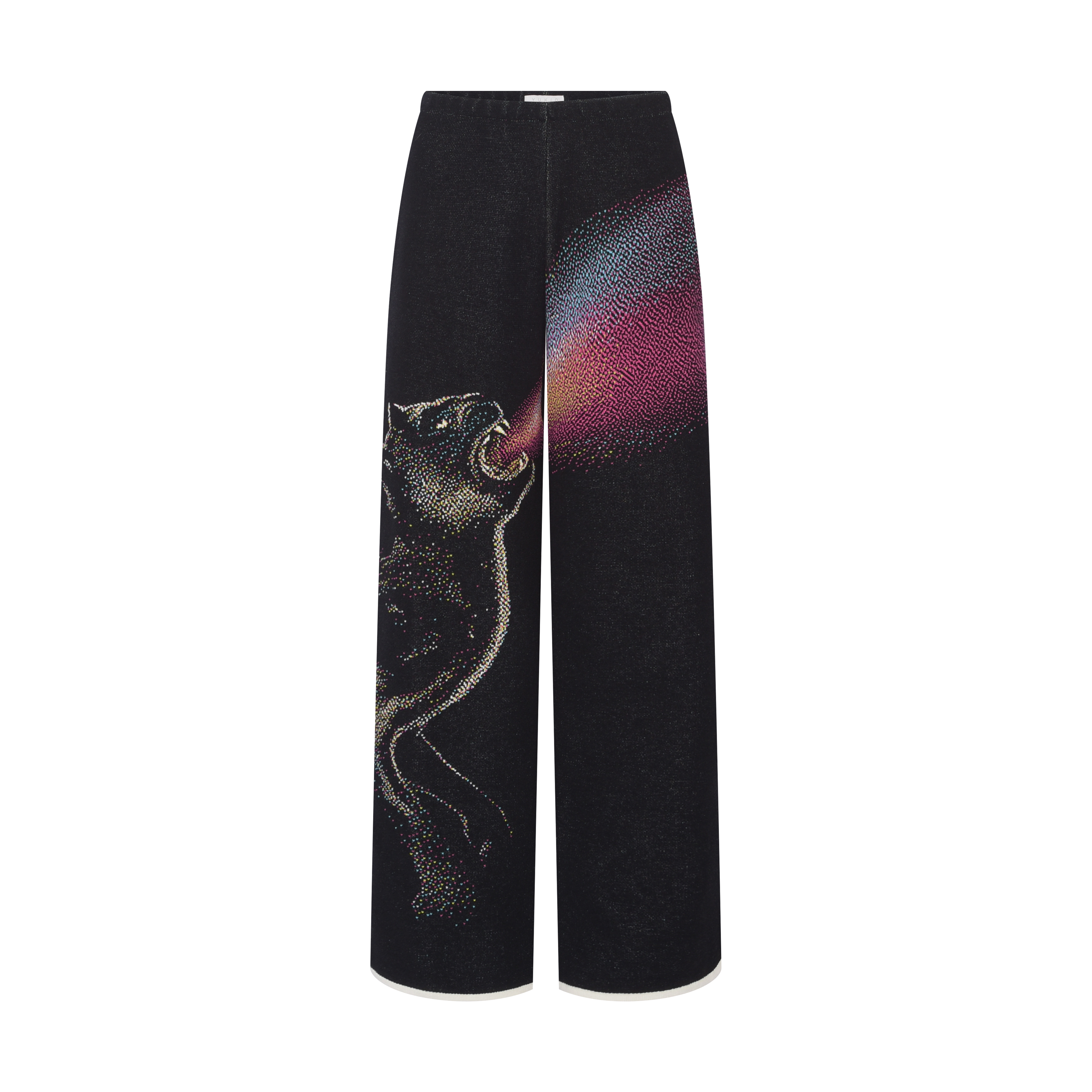 CALÇA RETA JACQUARD TRICOT PRETO