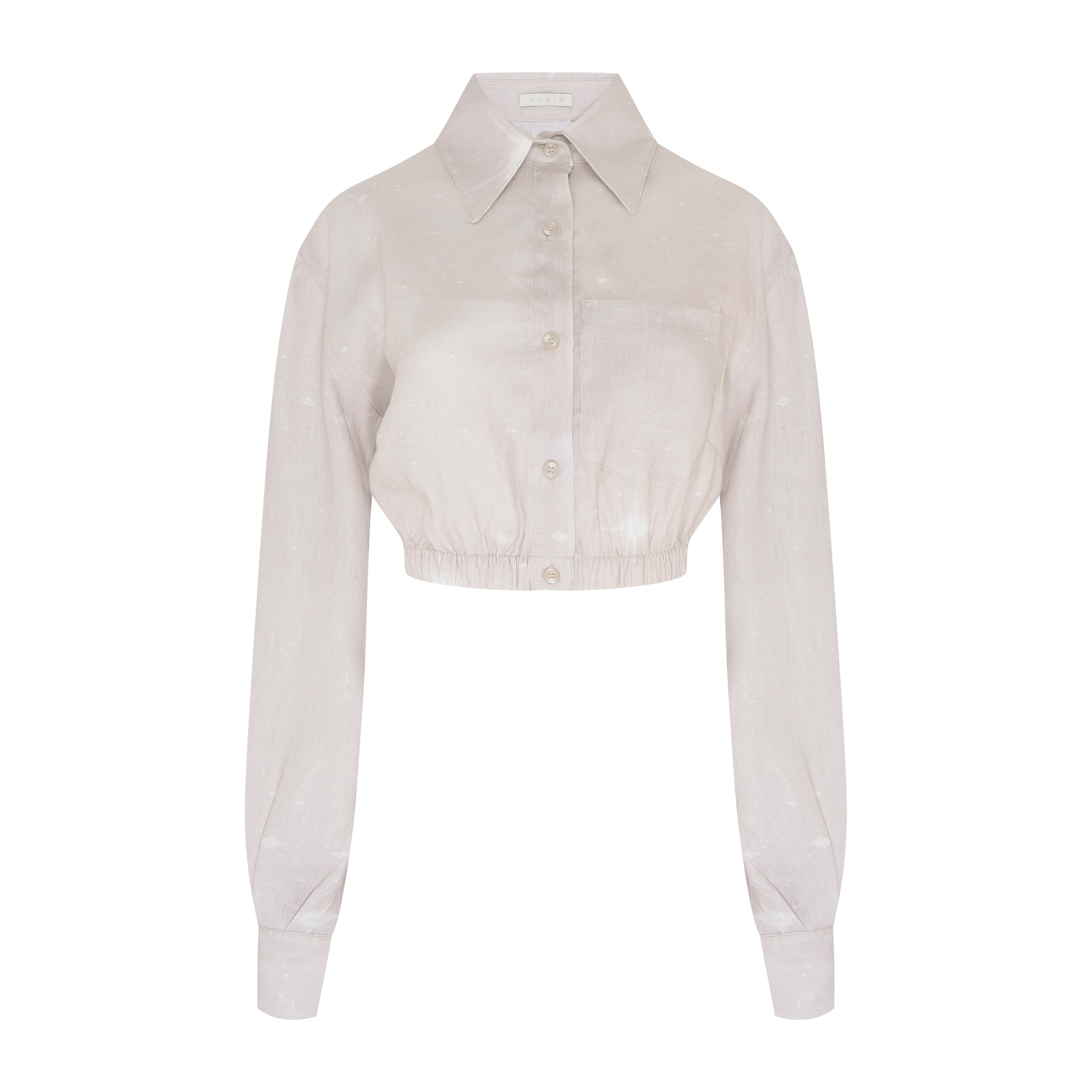 CAMISA CROPPED ELÁSTICO (corrida) OVO BEGE