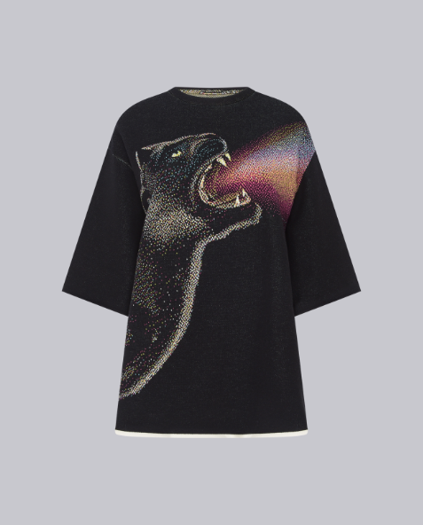 CAMISETA JACQUARD TRICOT PRETO