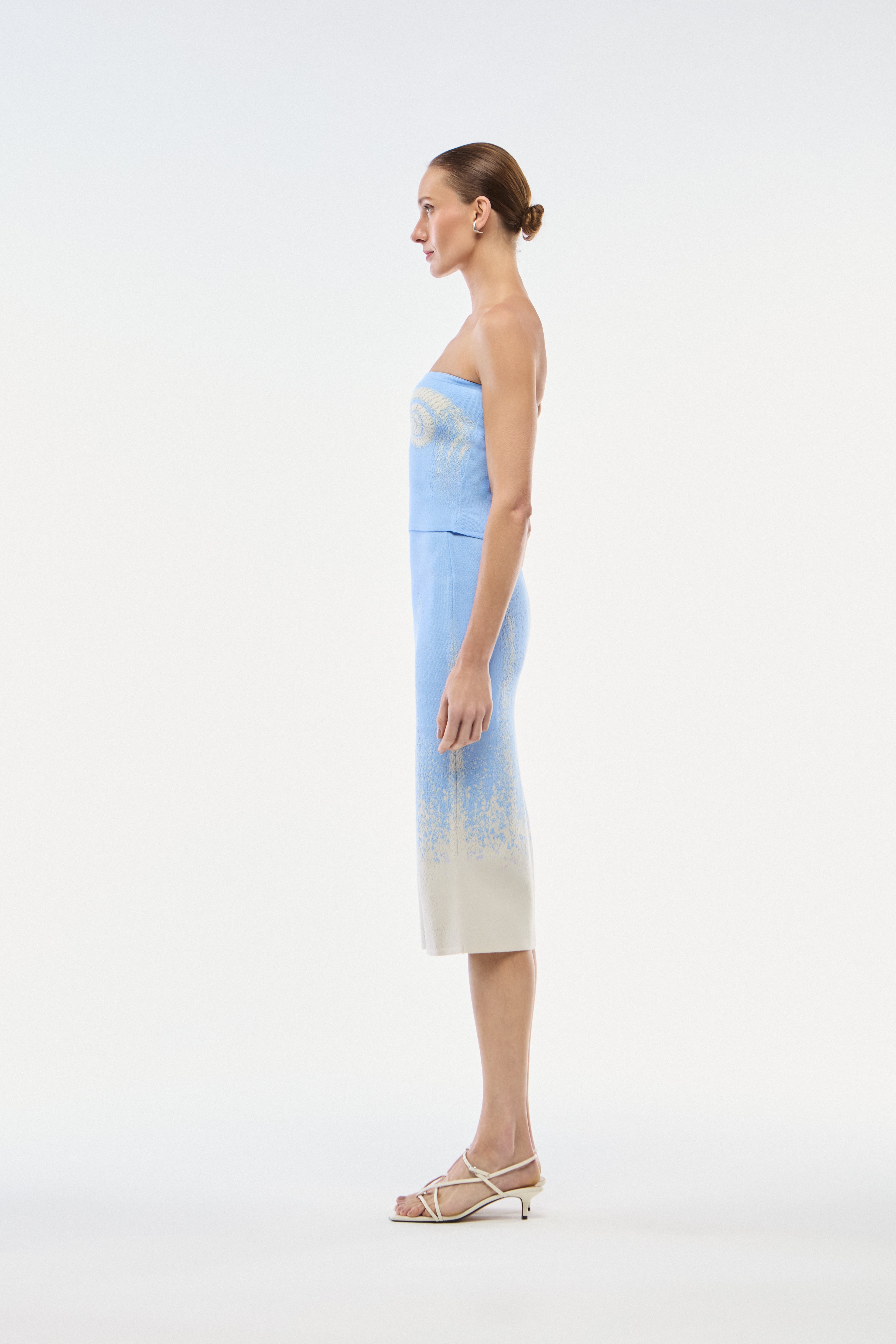 SAIA MIDI TRICOT CARACOL AZUL