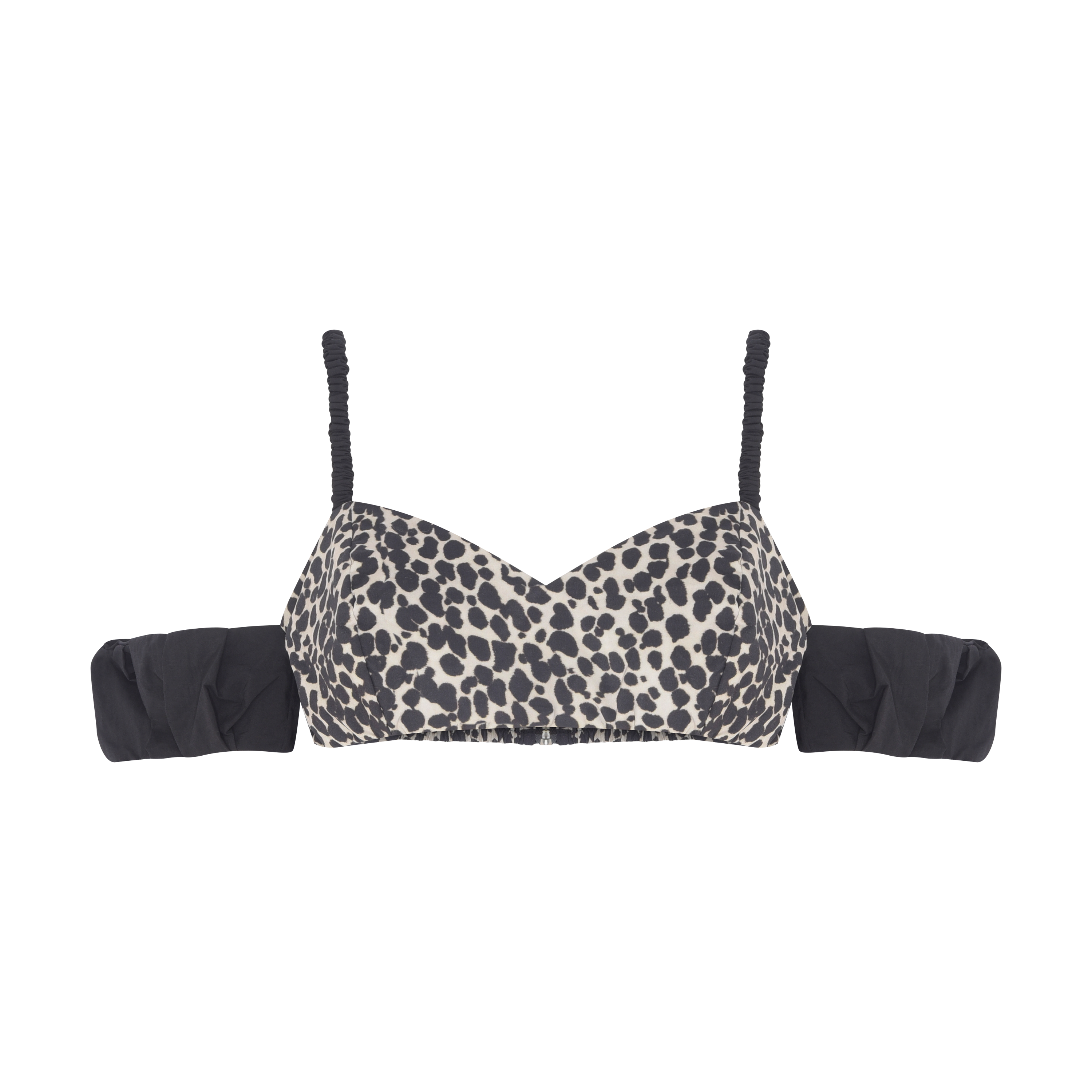 TOP MANGAS CIGANINHA BOLHAS PRETO