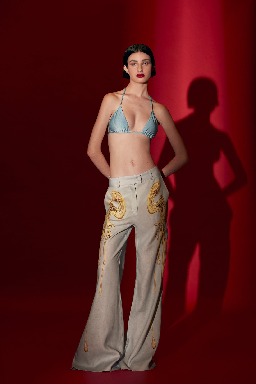 CALÇA PANTALONA LINHO CARACOL AZUL