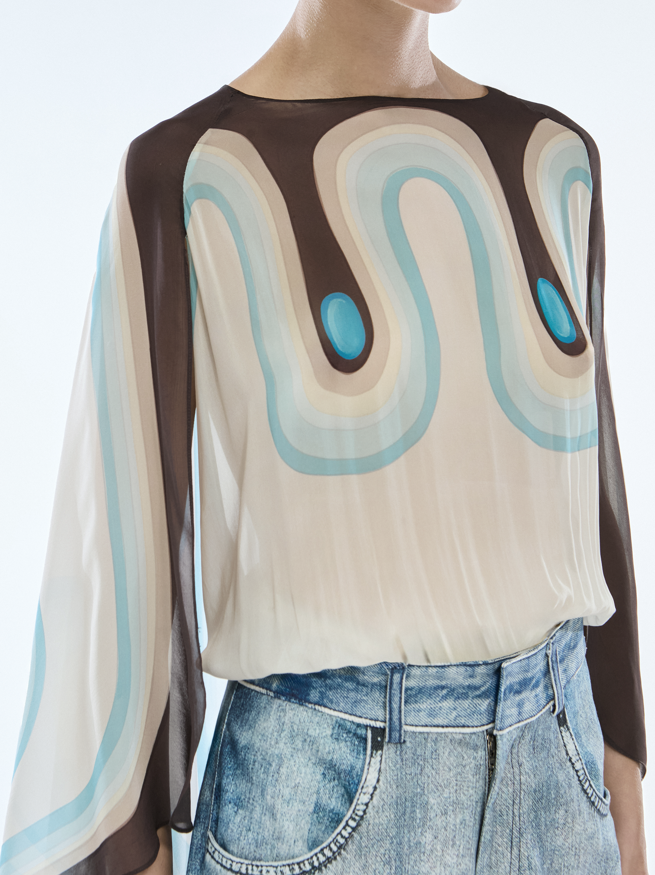 BLUSA CAPA GEORGETTE PORCELAN AZUL