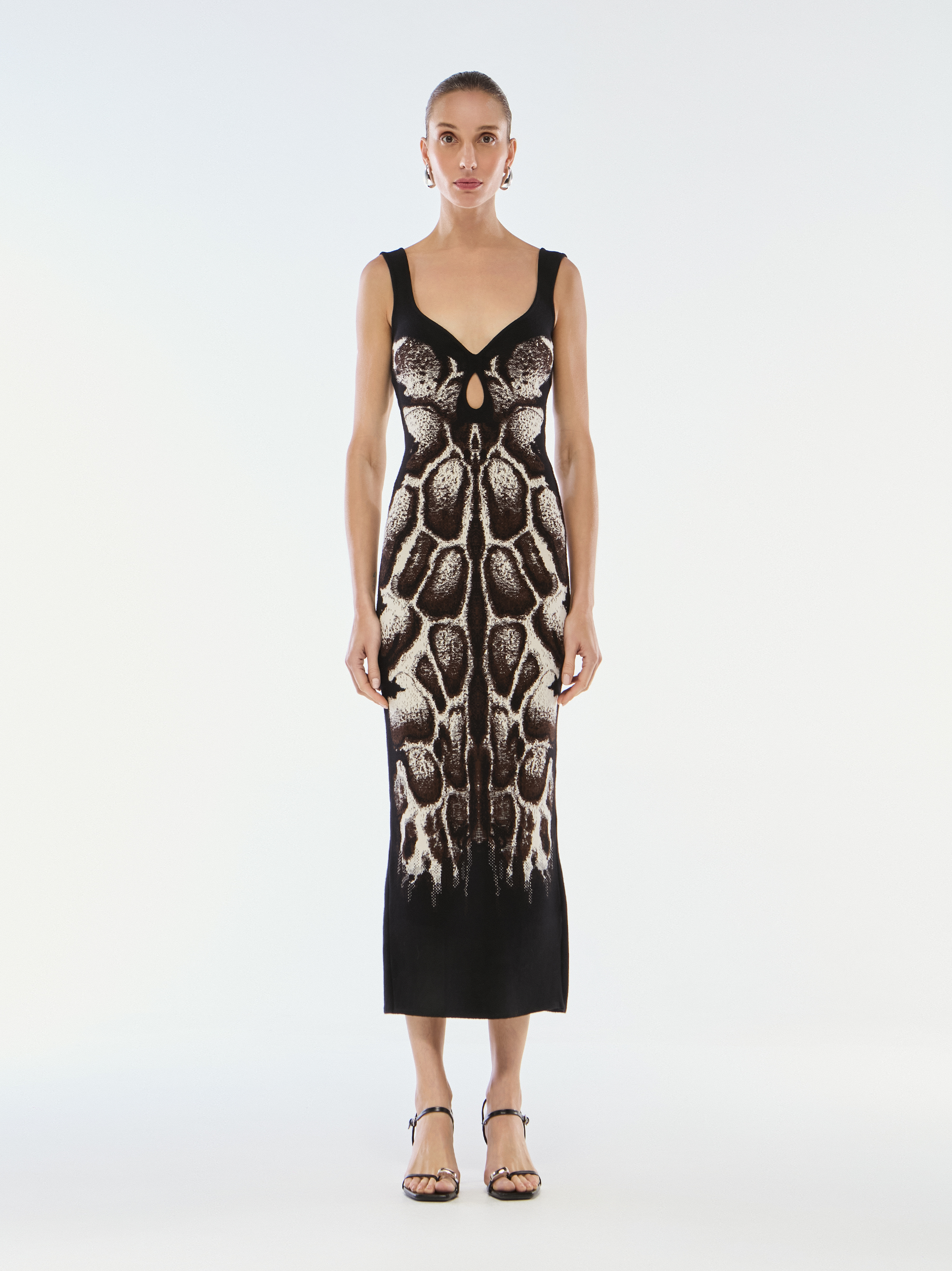 VESTIDO MIDI TRICOT JACQUARD SKIN NATURAL