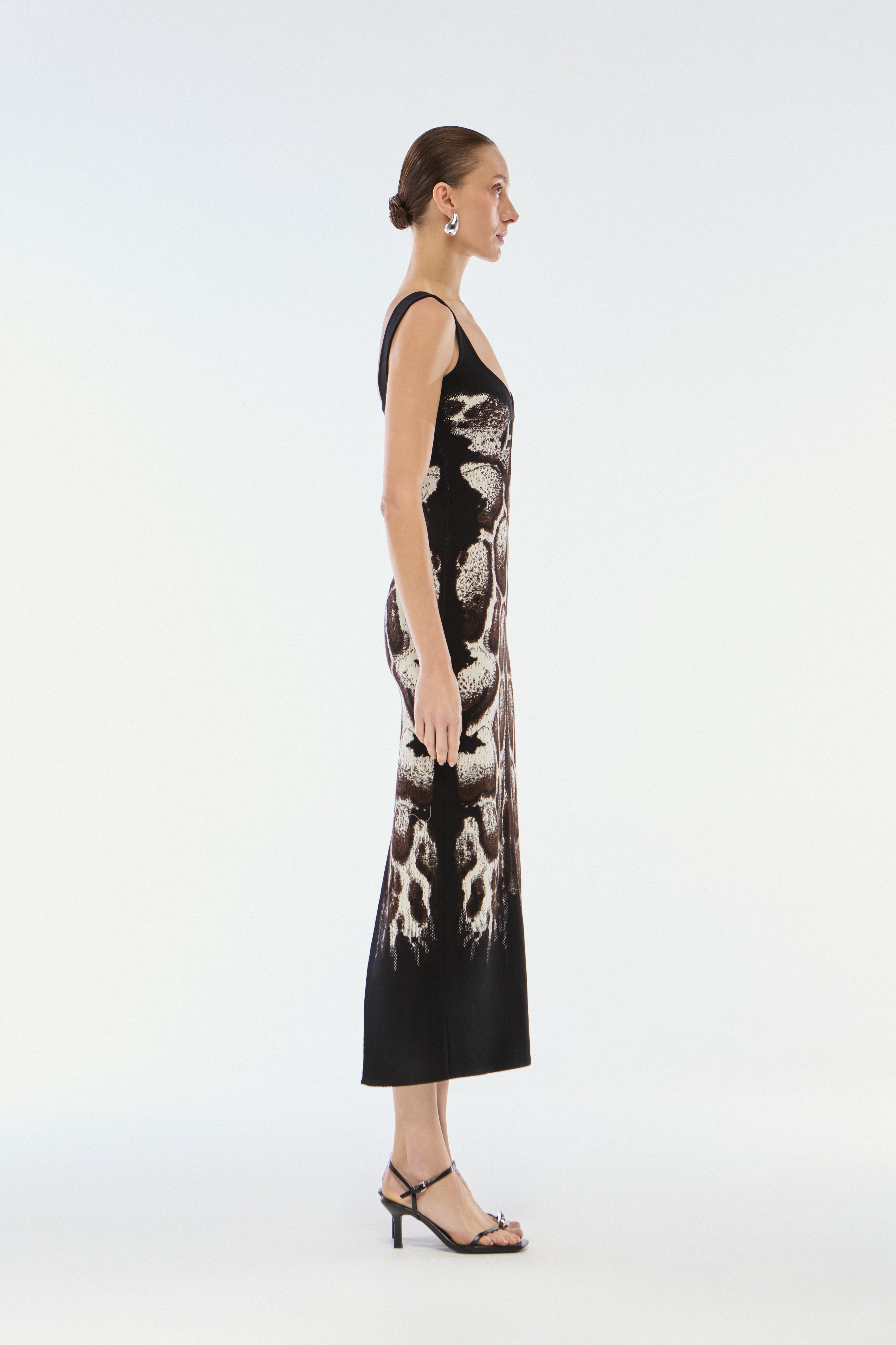 VESTIDO MIDI TRICOT JACQUARD SKIN NATURAL