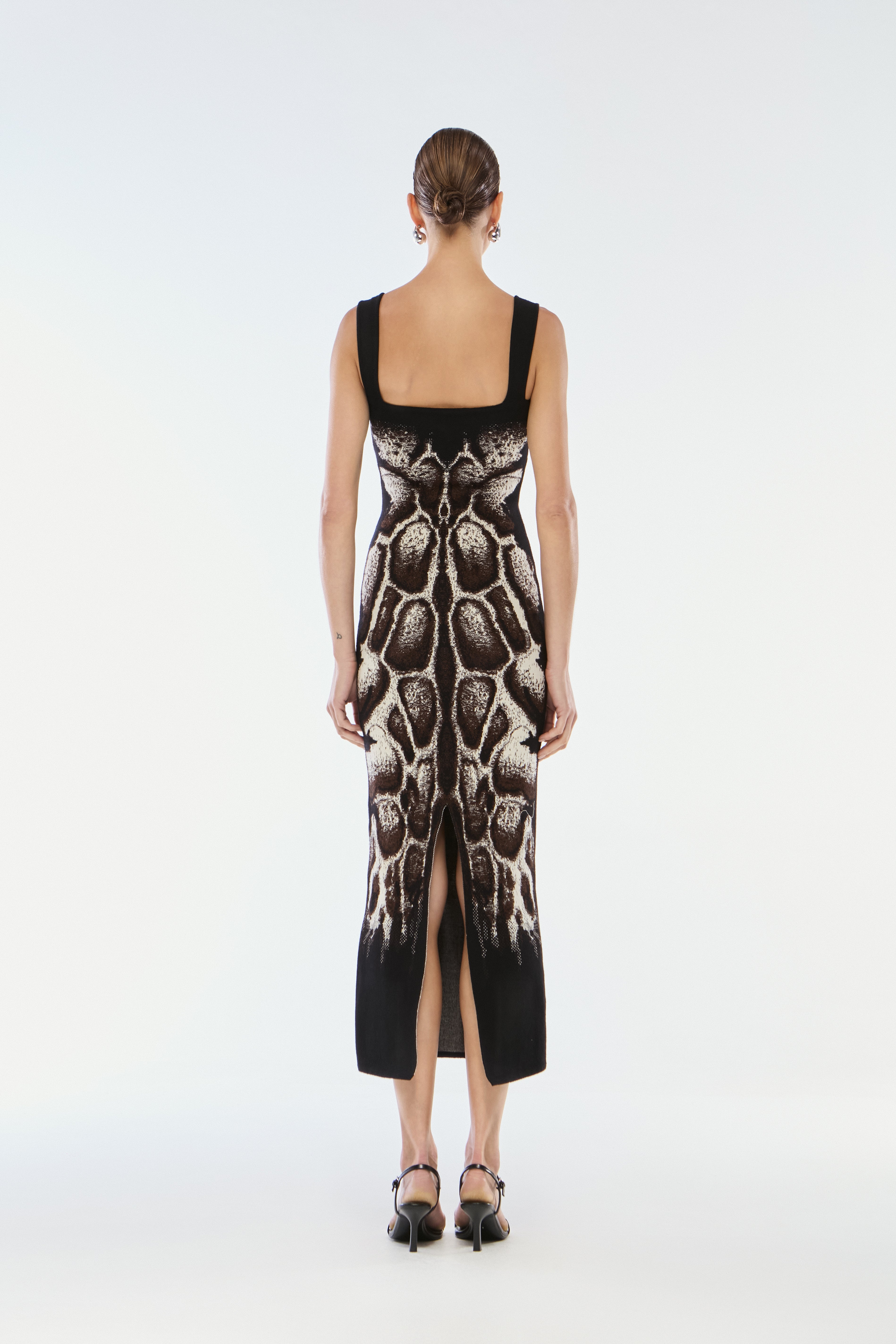 VESTIDO MIDI TRICOT JACQUARD SKIN NATURAL