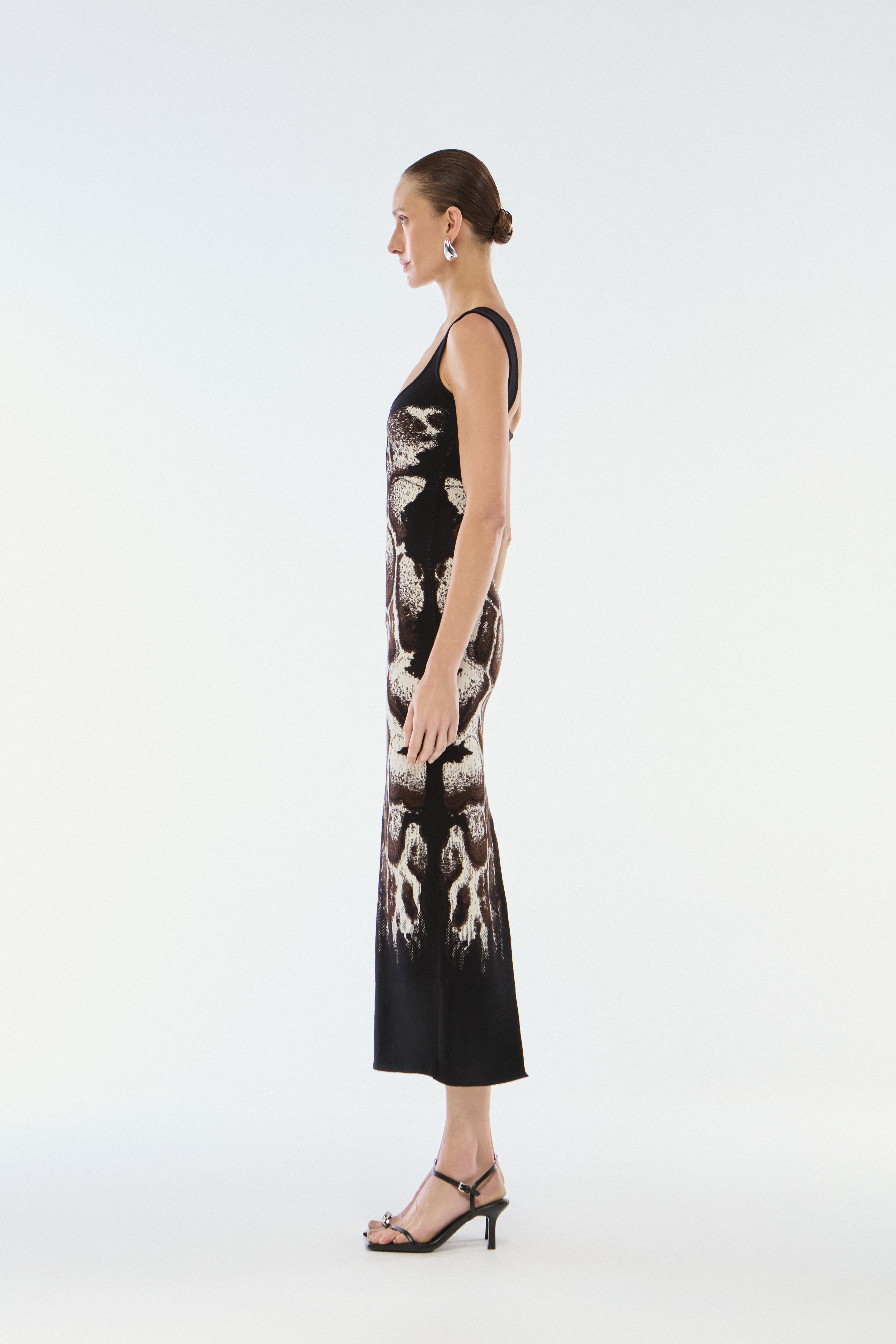 VESTIDO MIDI TRICOT JACQUARD SKIN NATURAL