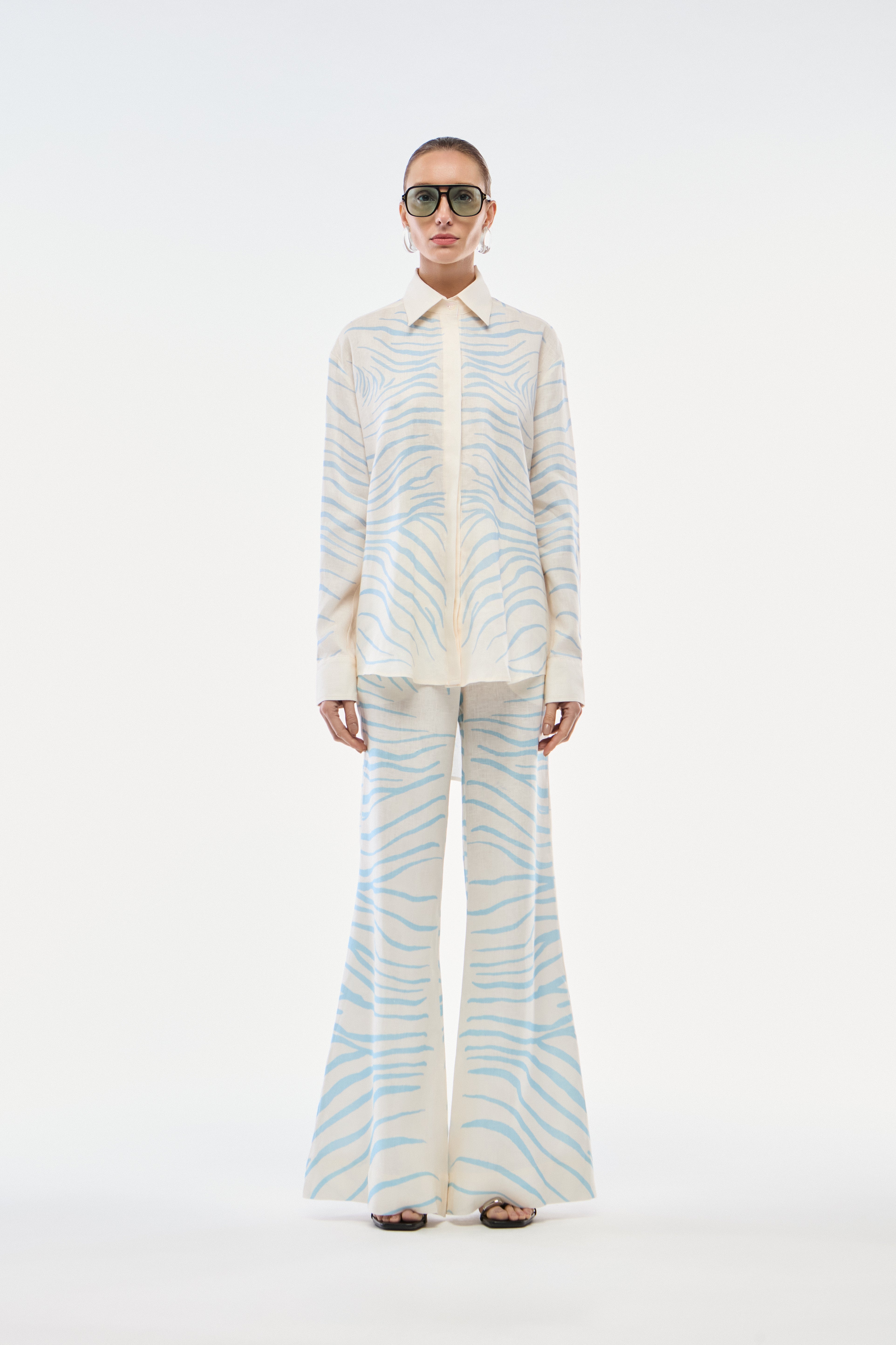 CALÇA PANTALONA LINHO ZEBRA MONO AZUL SKY