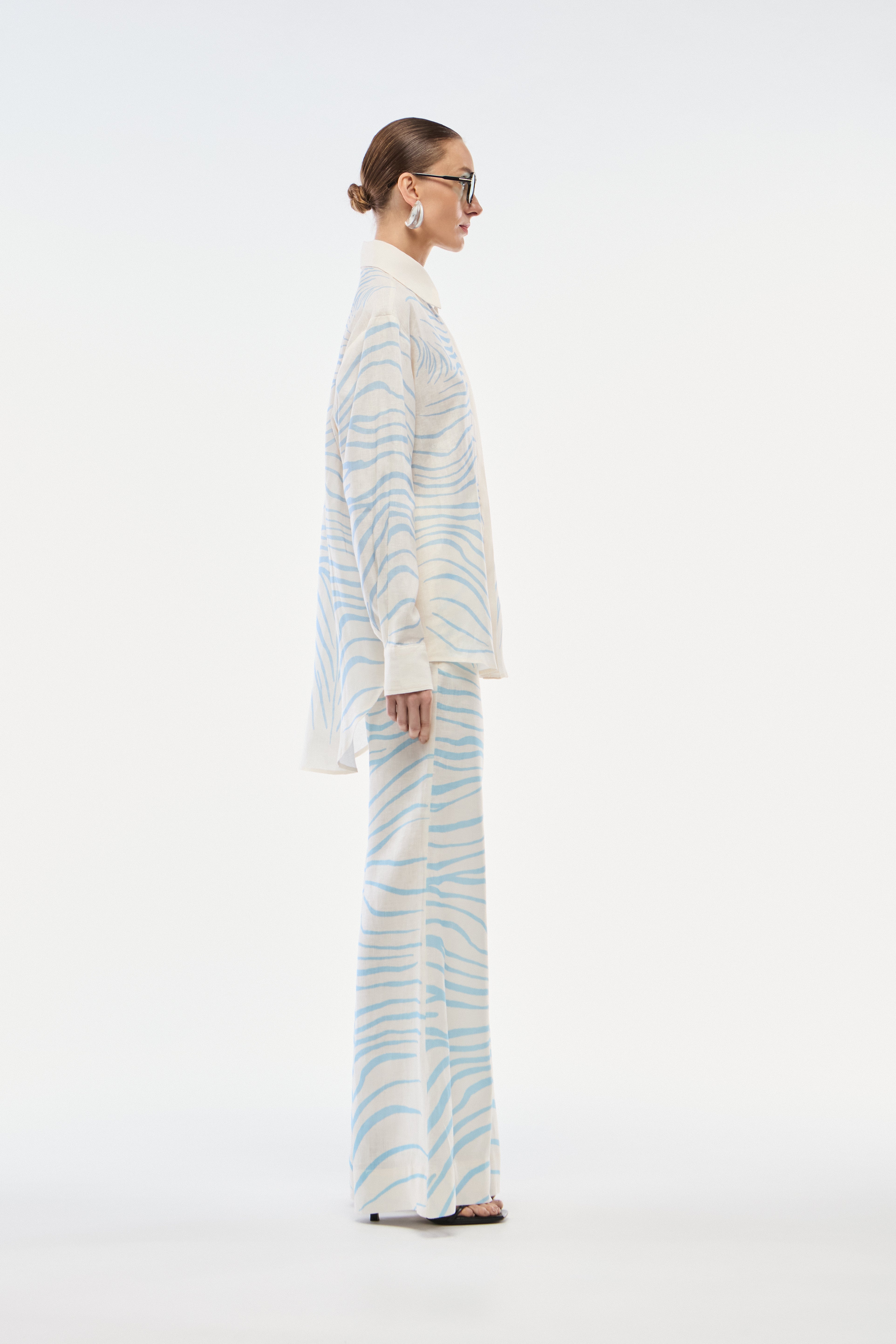 CALÇA PANTALONA LINHO ZEBRA MONO AZUL SKY