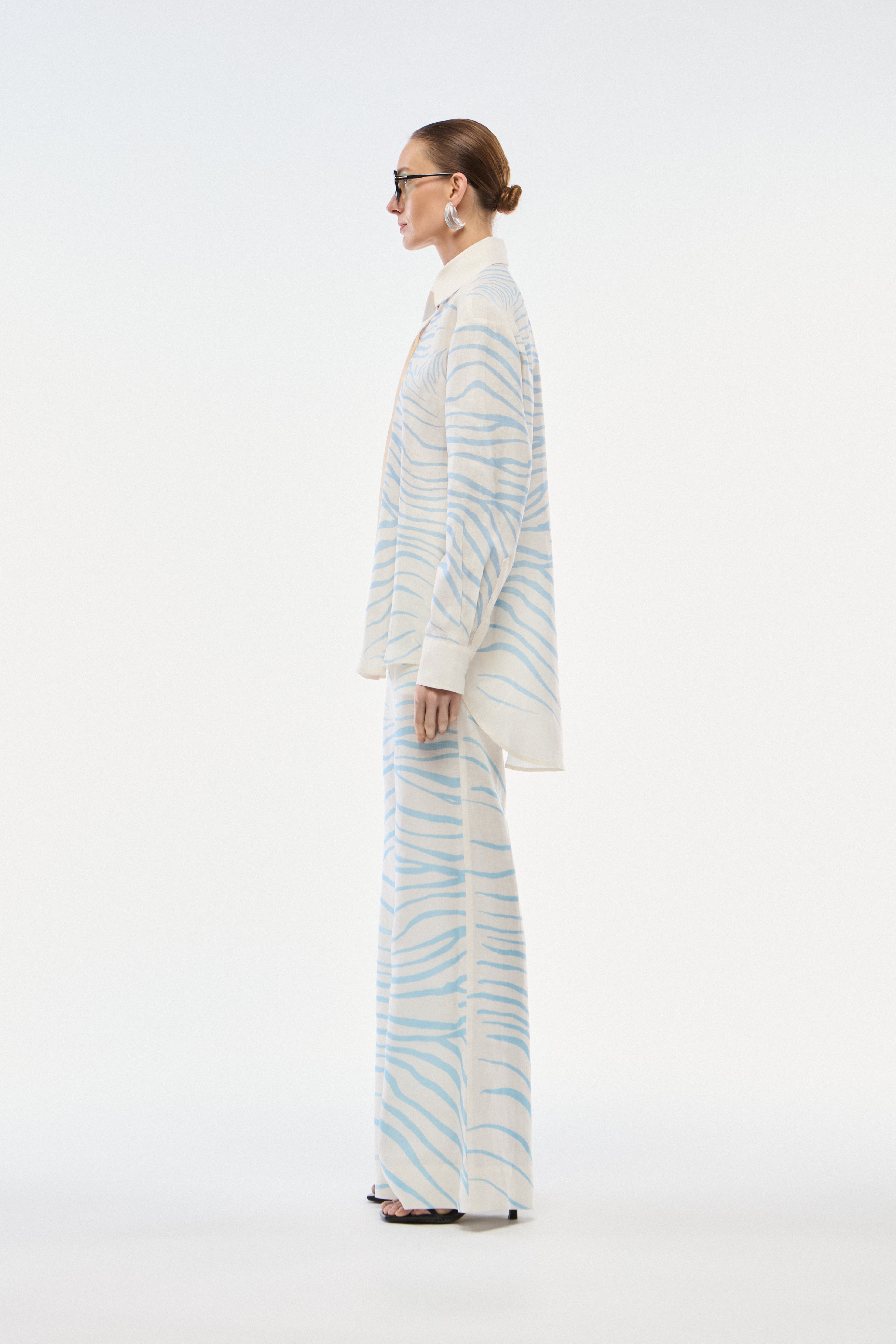 CALÇA PANTALONA LINHO ZEBRA MONO AZUL SKY