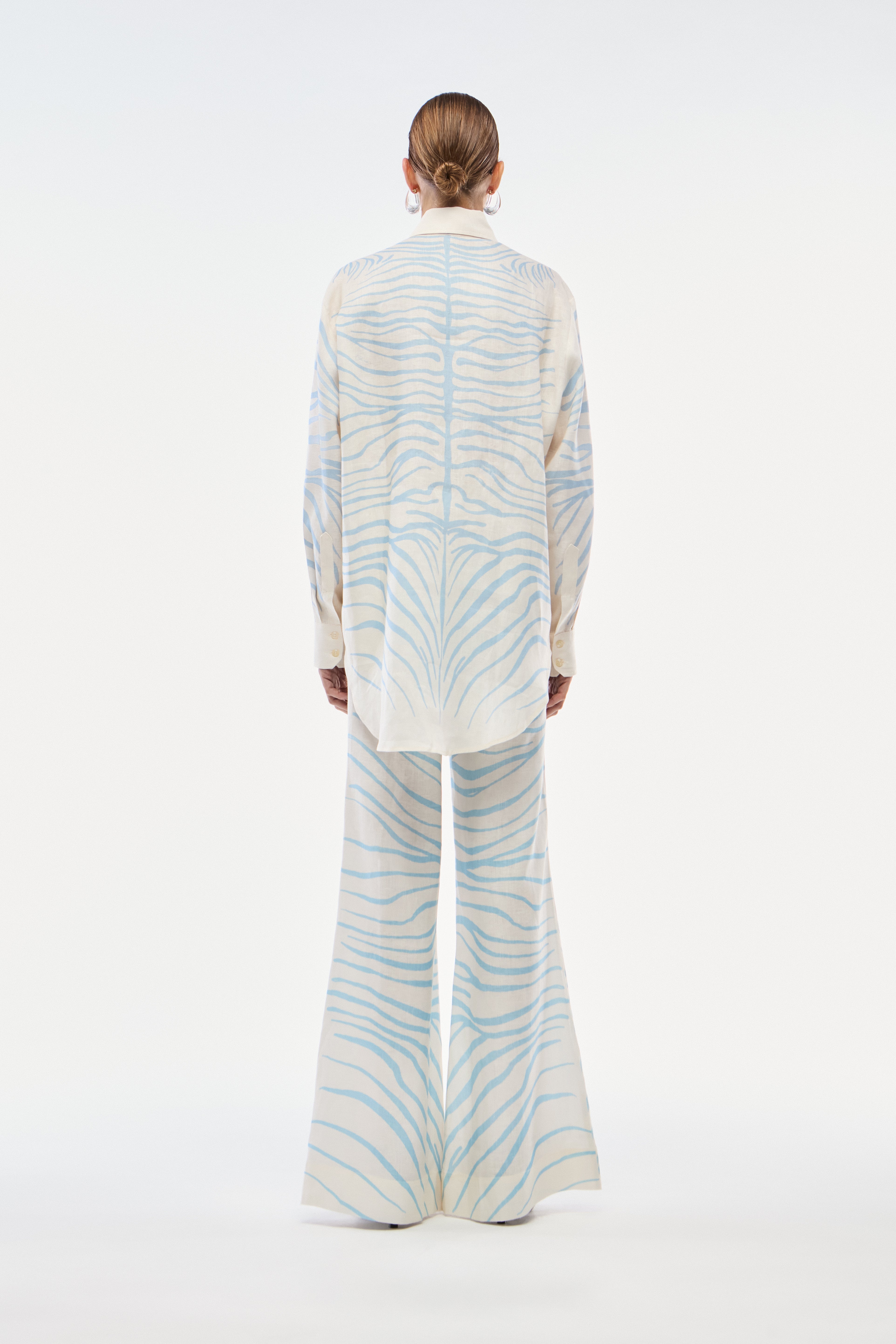 CALÇA PANTALONA LINHO ZEBRA MONO AZUL SKY