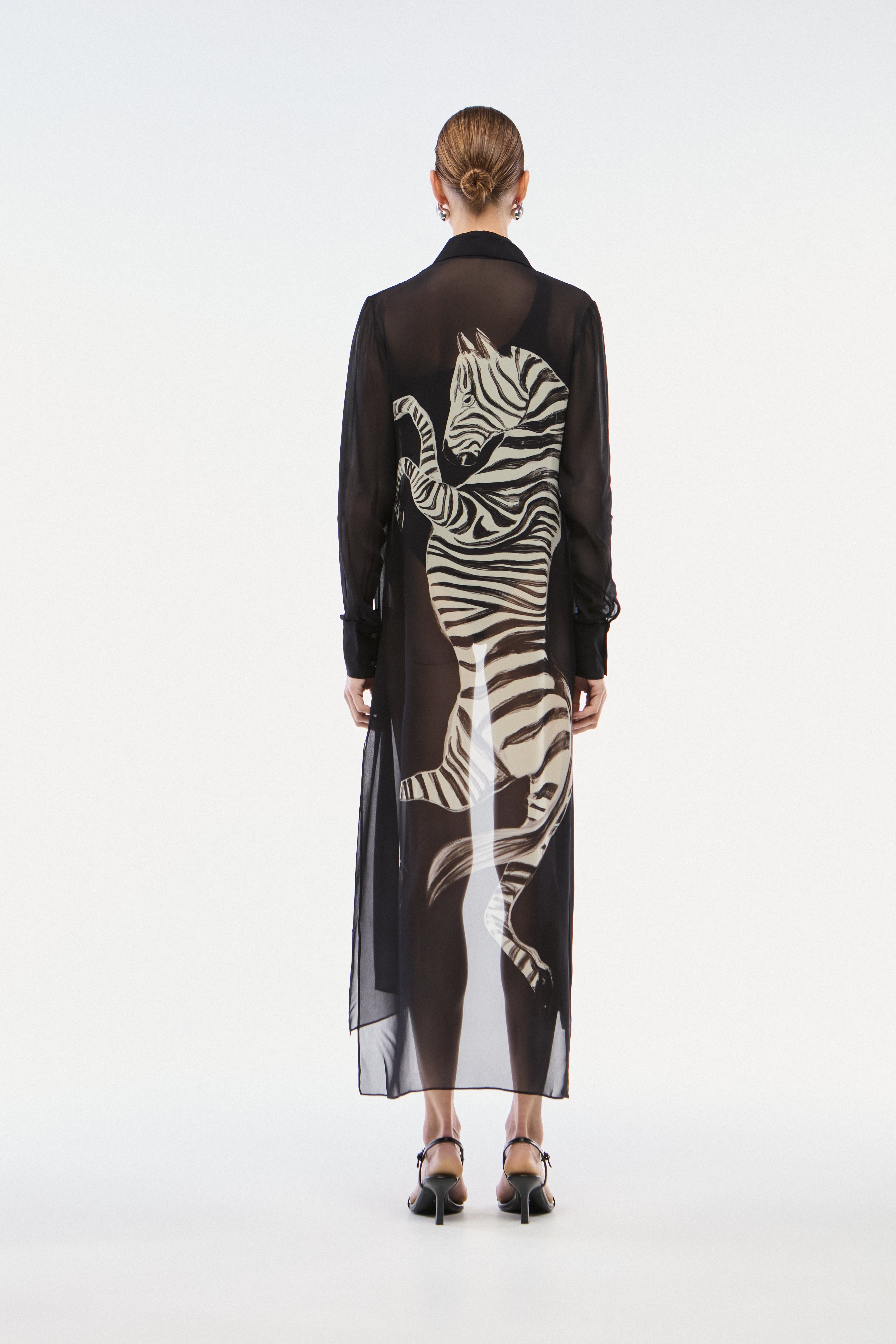 CHEMISE GEORGETTE ZEBRA NATURE PRETO