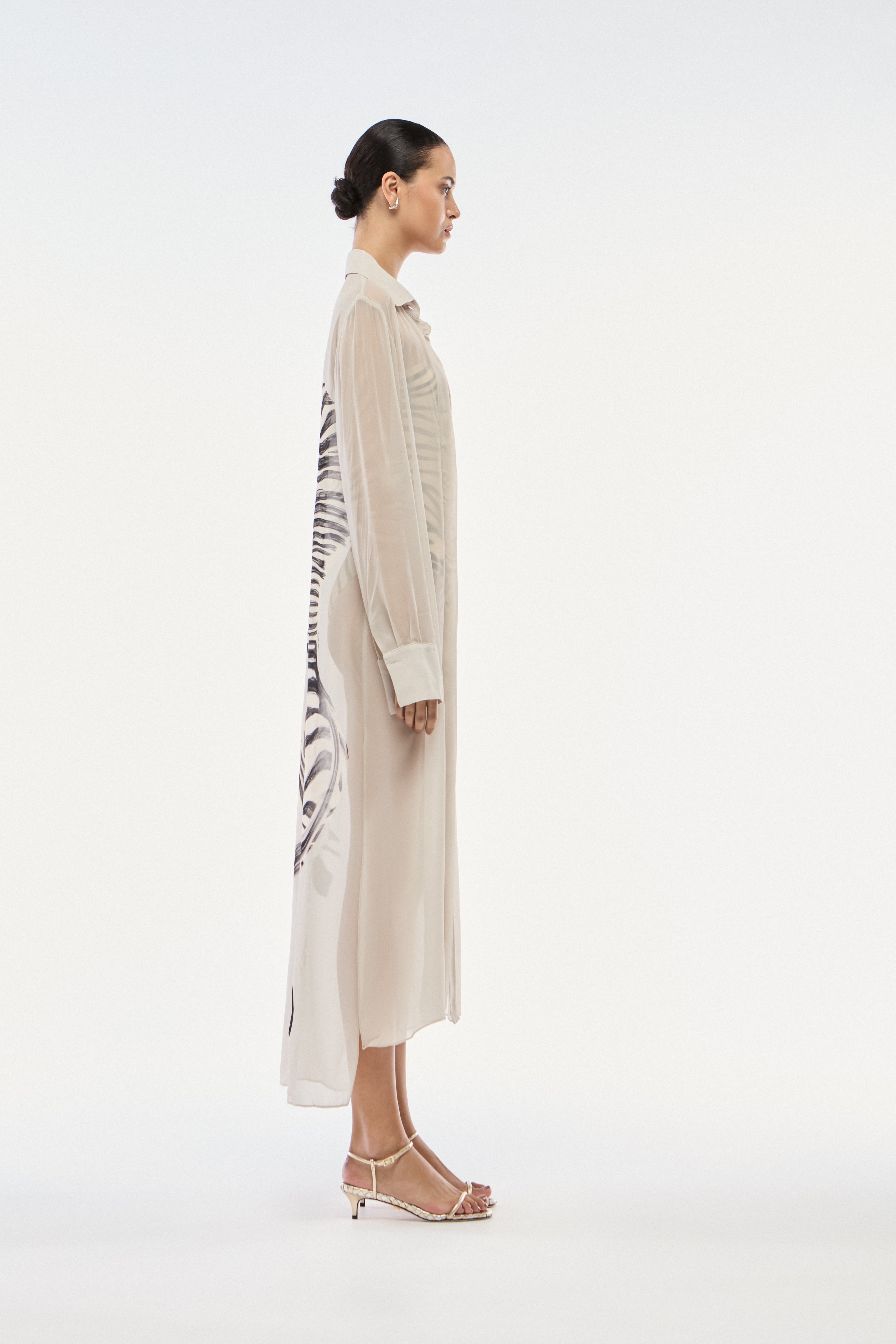 CHEMISE GEORGETTE ZEBRA NATURE CINZA CLARO