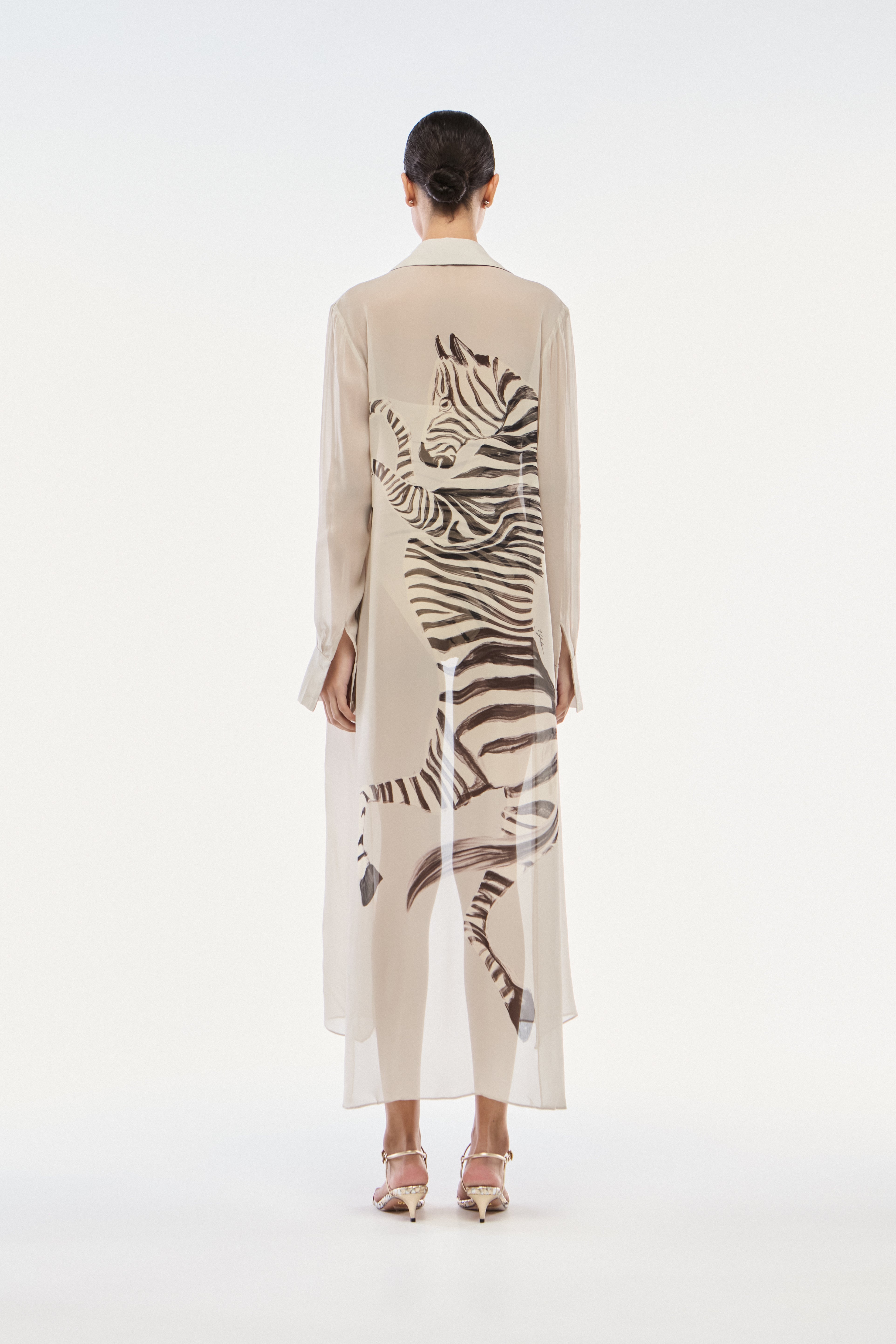 CHEMISE GEORGETTE ZEBRA NATURE CINZA CLARO