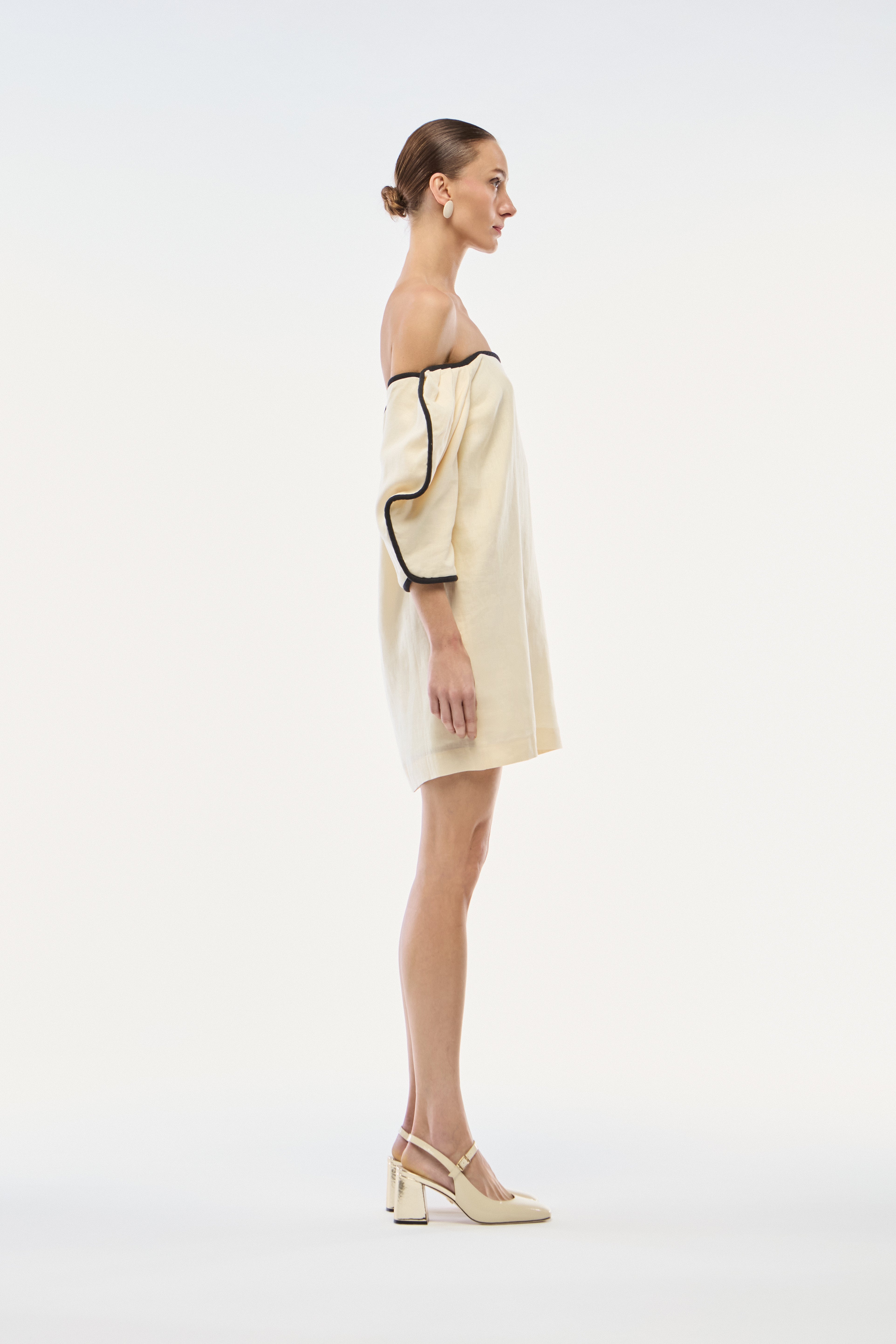 VESTIDO CURTO LINHO OFF-WHITE