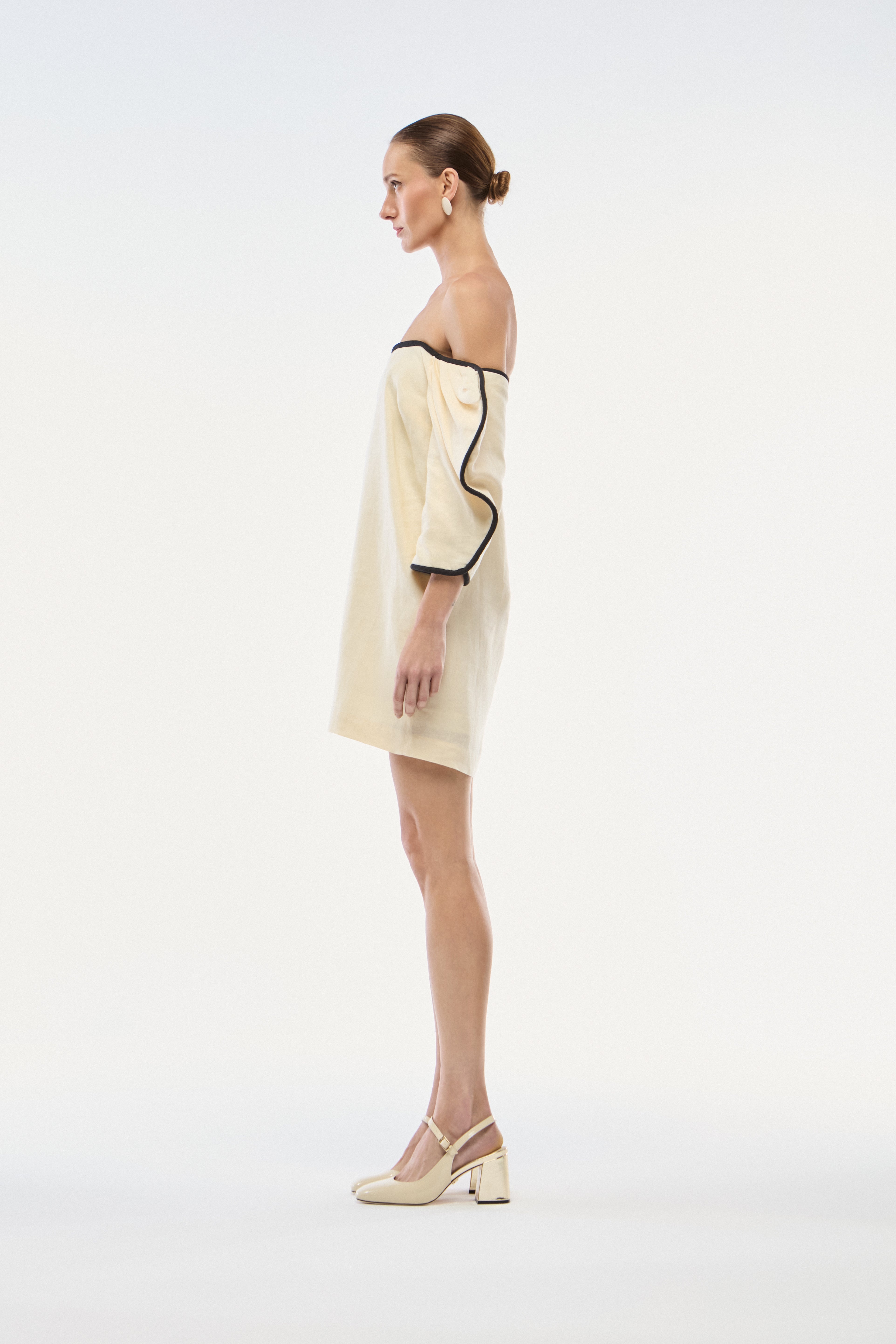 VESTIDO CURTO LINHO OFF-WHITE