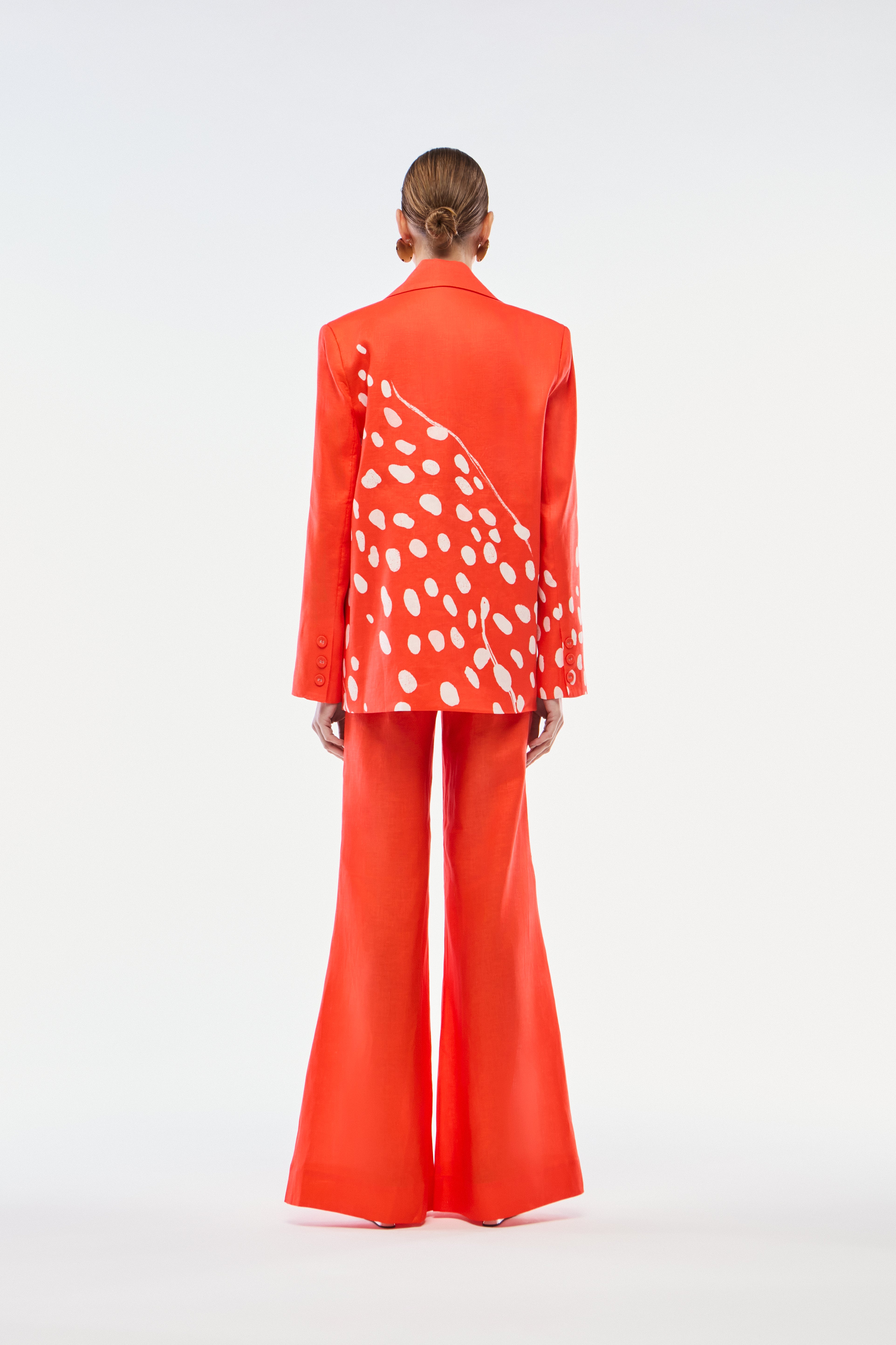 CALÇA PANTALONA LINHO BOLHAS VERMELHO