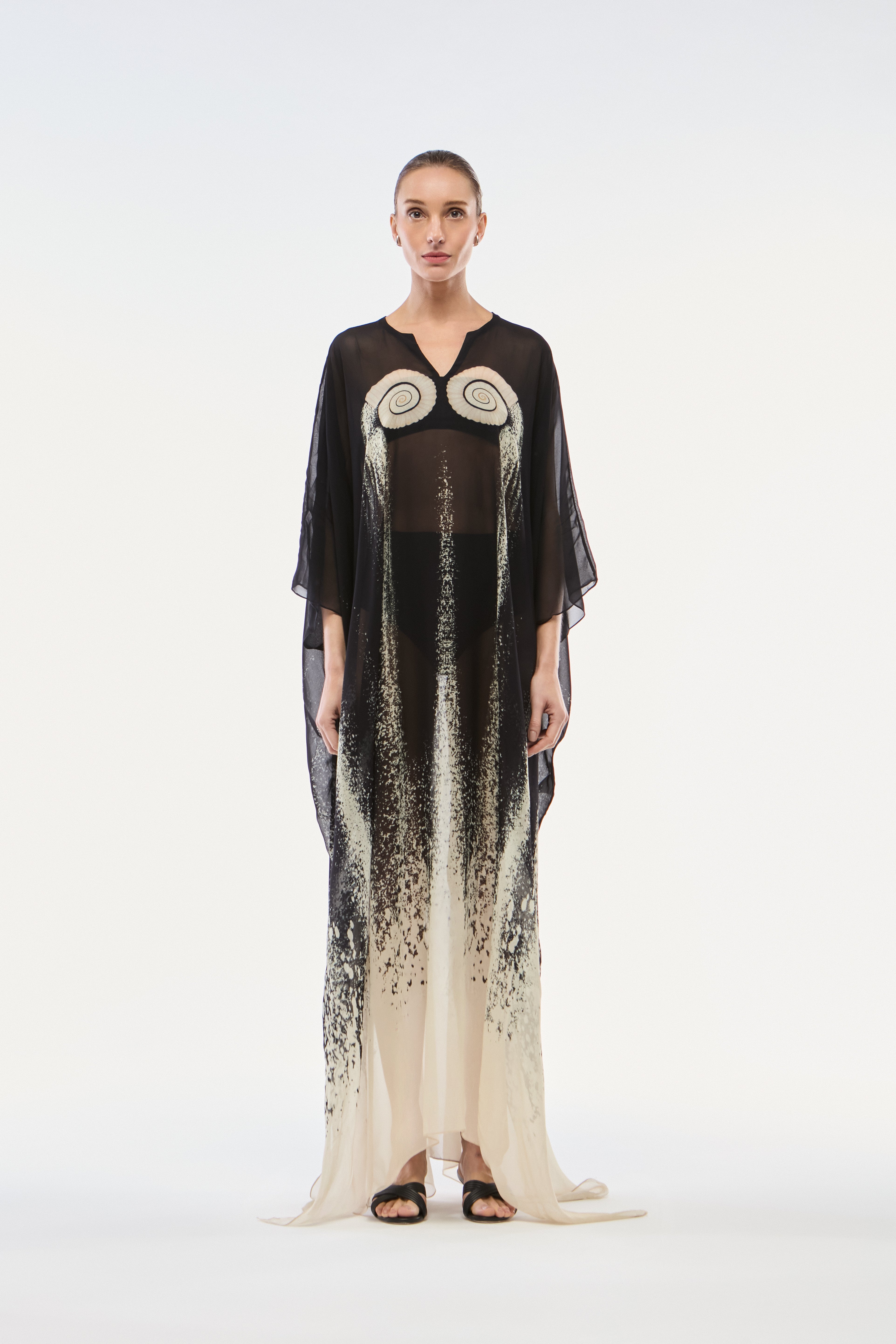 KAFTAN GEORGETTE CARACOL PRETO