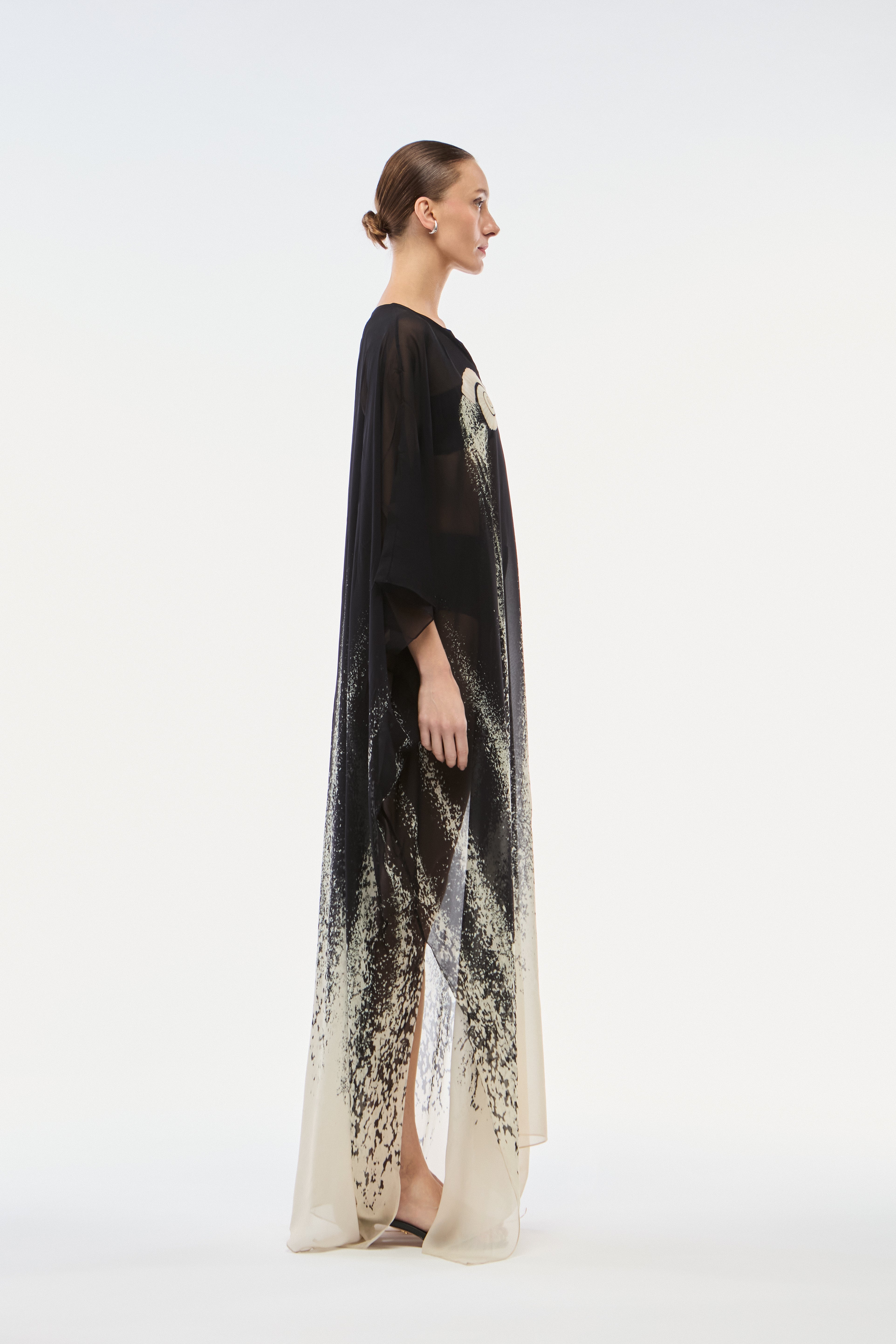 KAFTAN GEORGETTE CARACOL PRETO