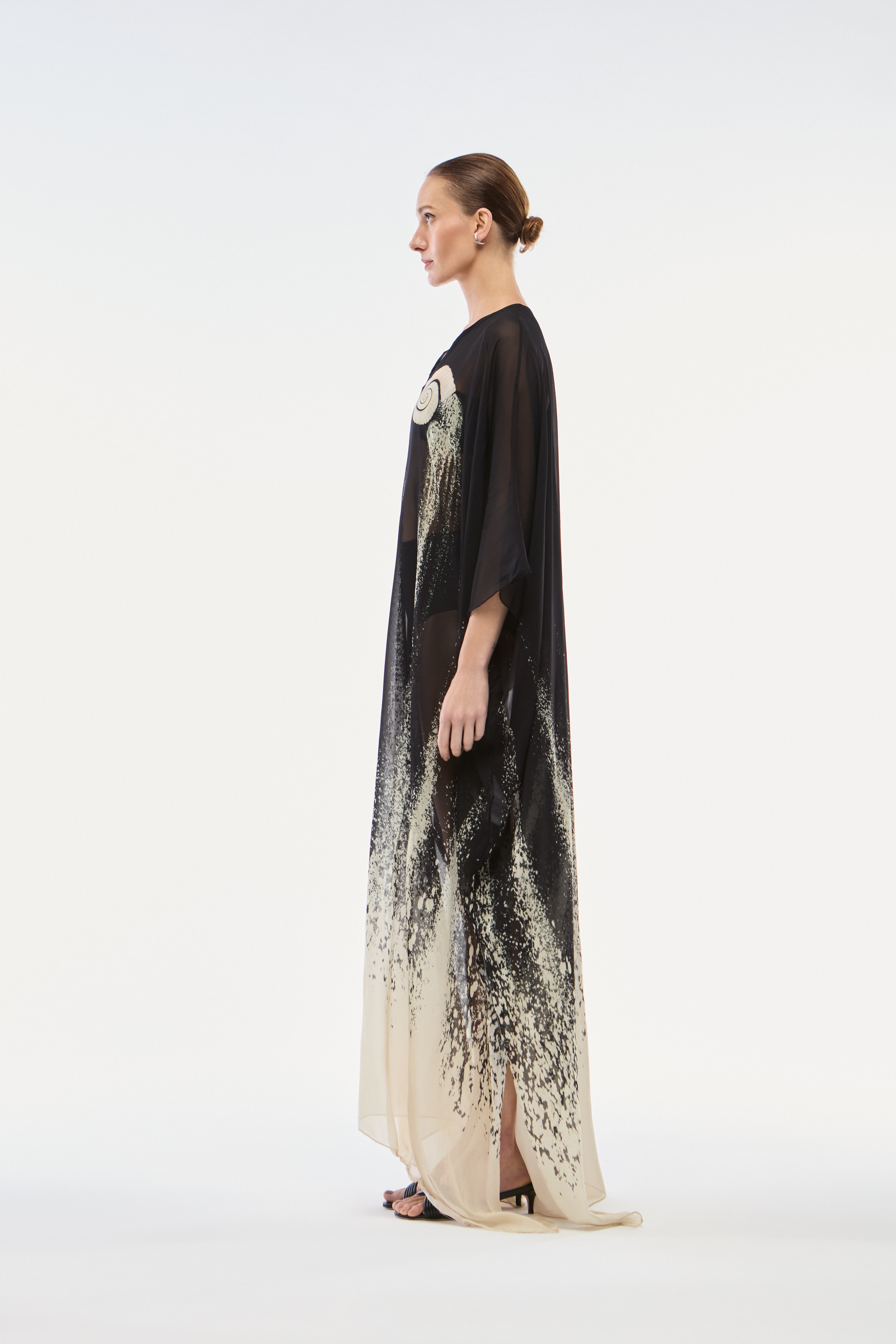KAFTAN GEORGETTE CARACOL PRETO