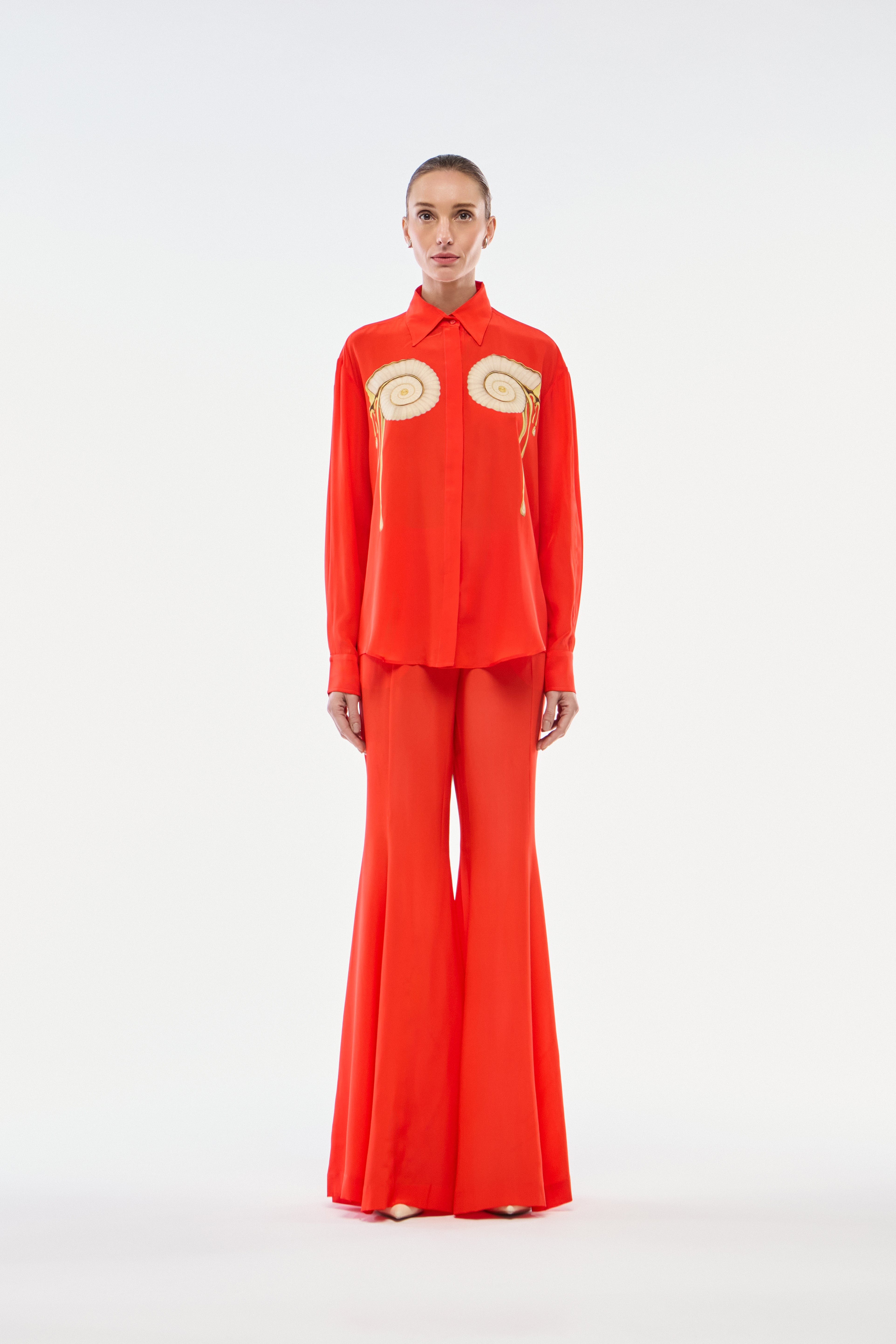 CALÇA FLARE SEDA VERMELHO