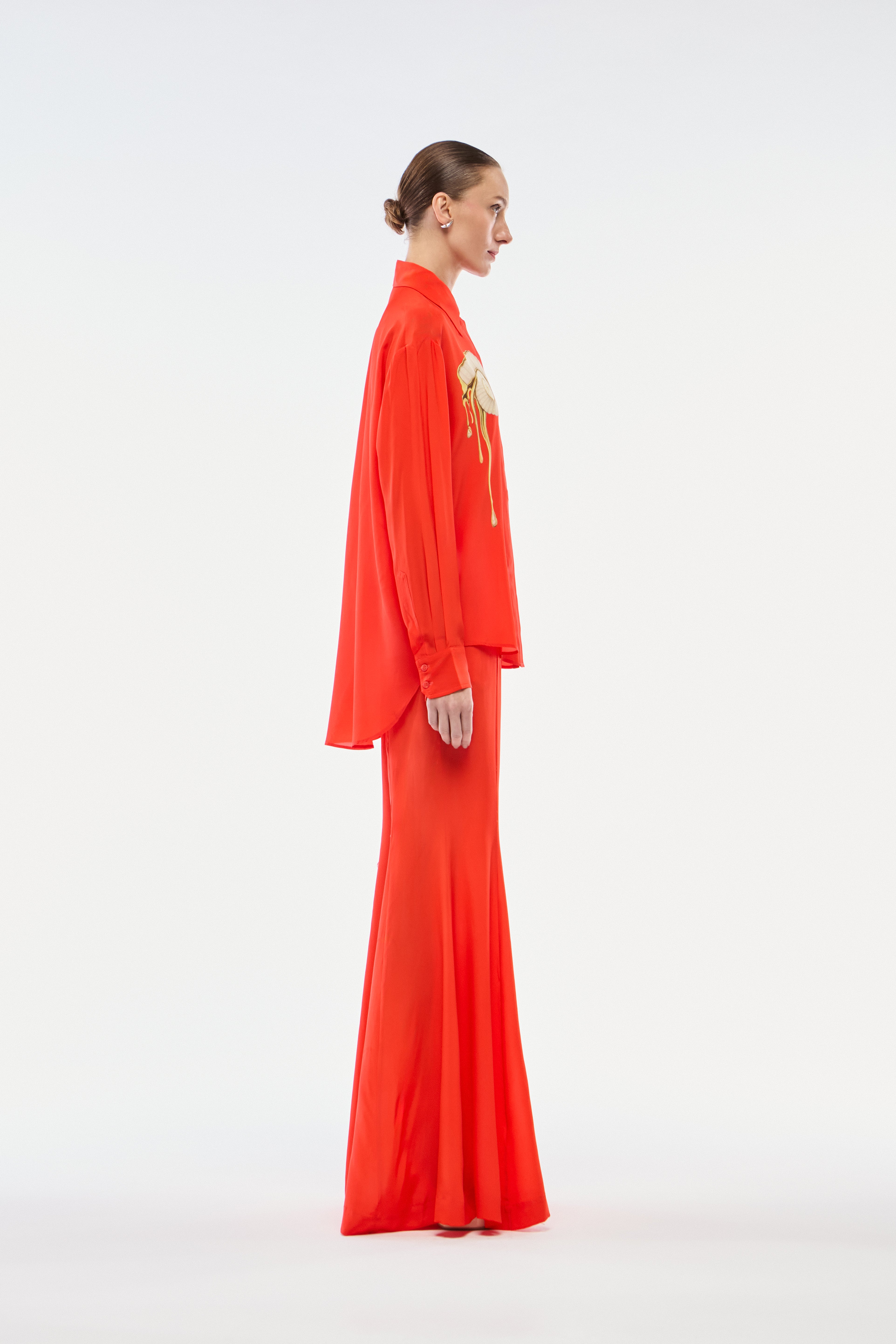 CALÇA FLARE SEDA VERMELHO