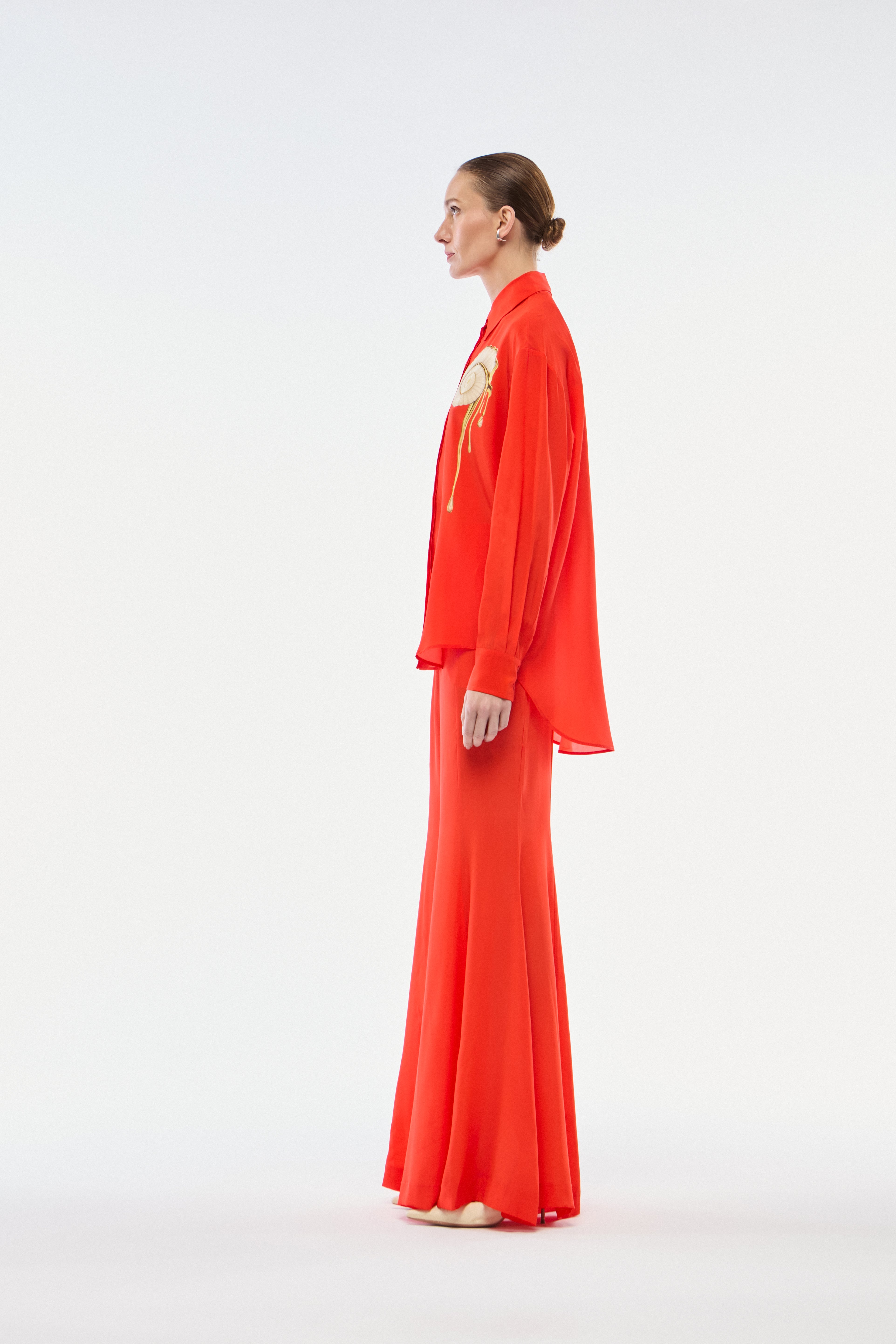 CALÇA FLARE SEDA VERMELHO