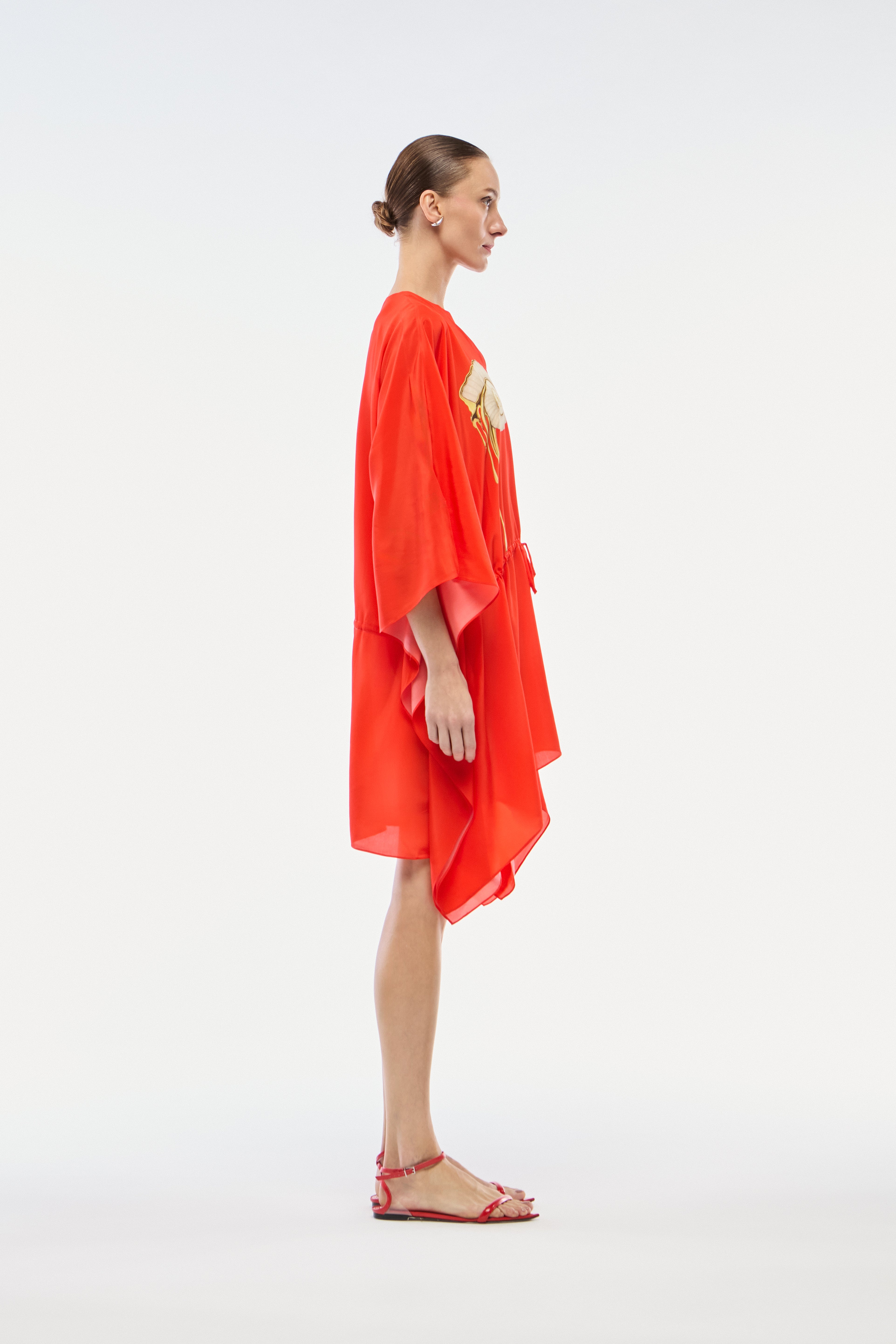 KAFTAN CURTO SEDA CARACOL VERMELHO