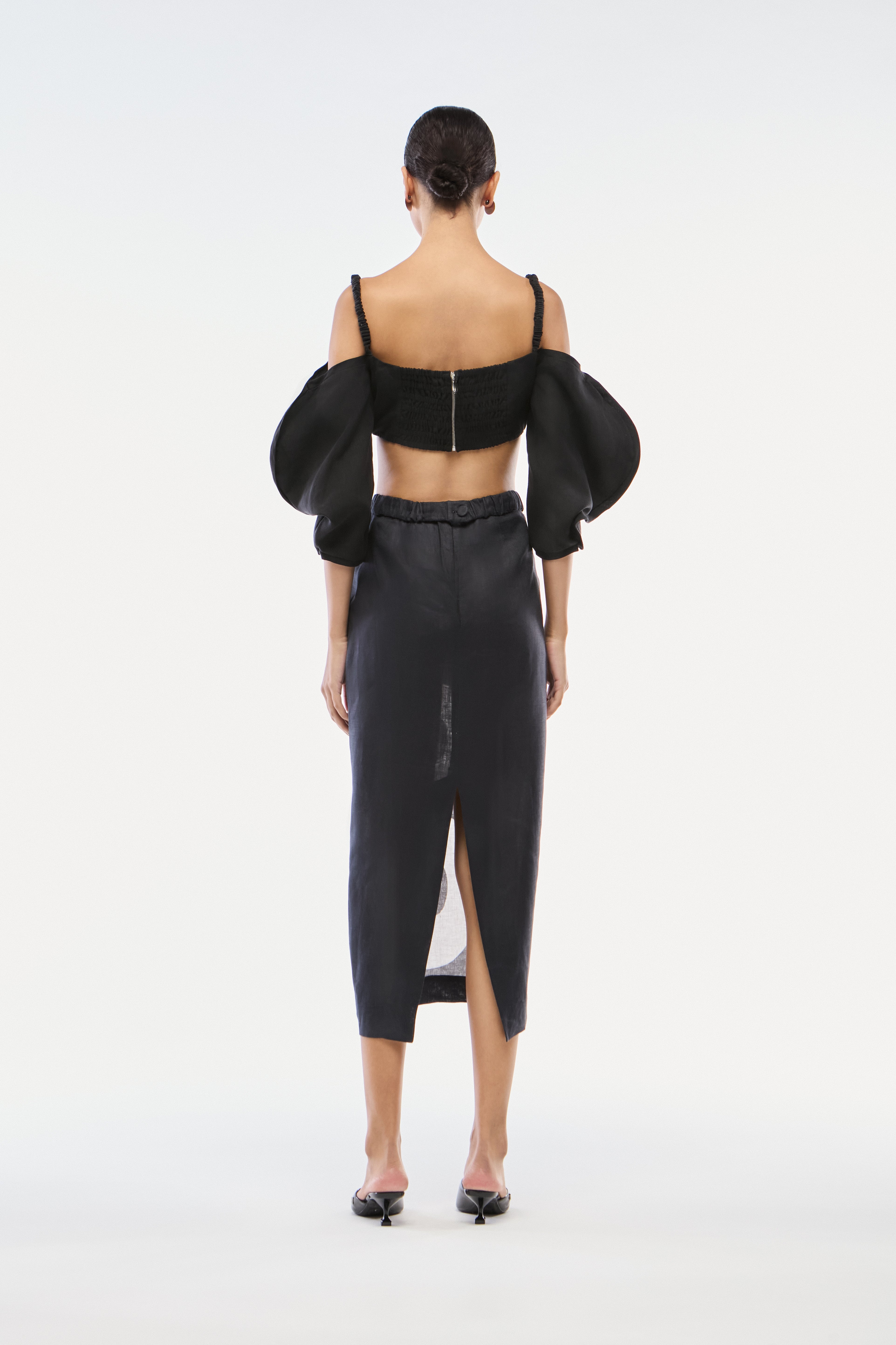 TOP CROPPED LINHO CARACOL PRETO