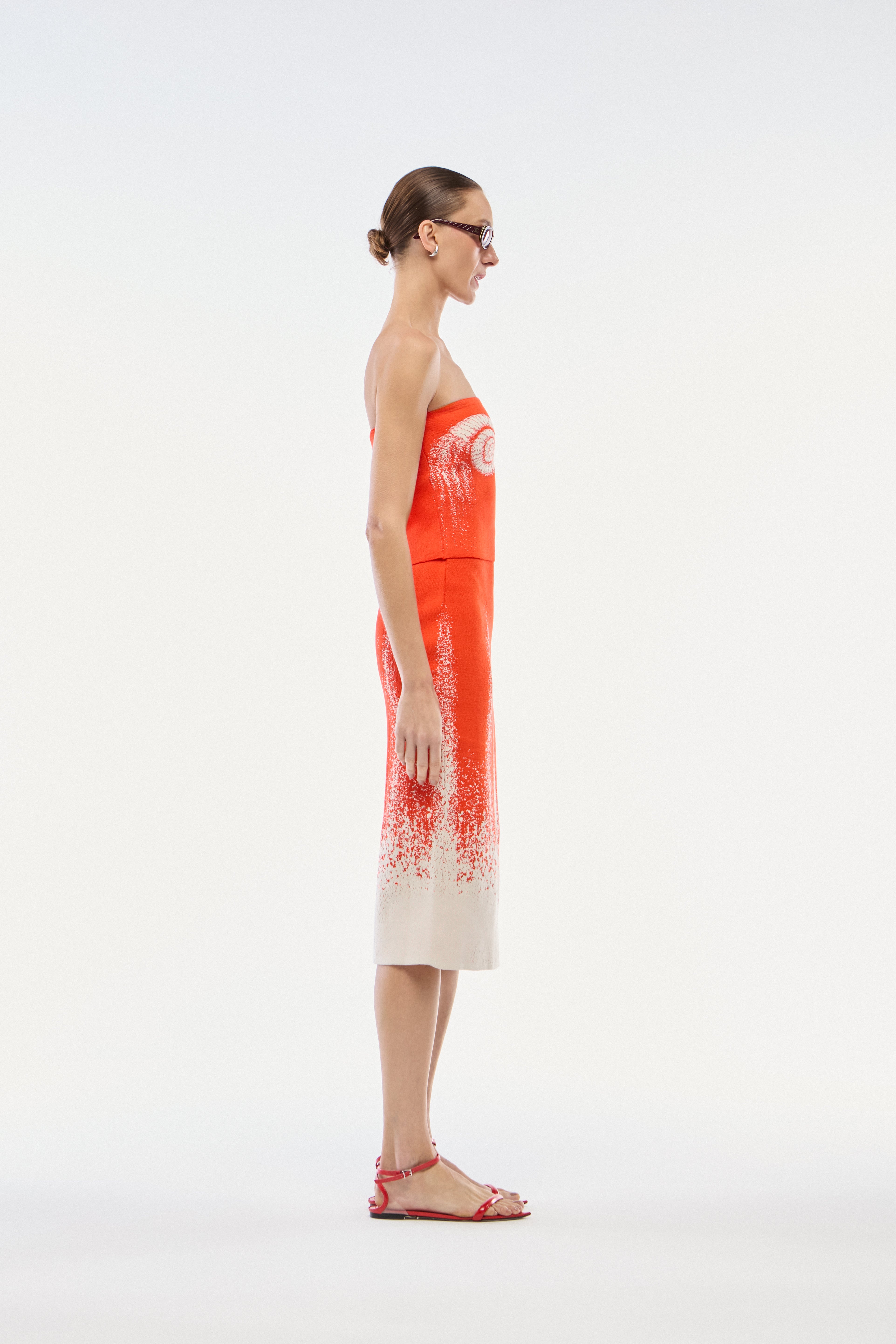 SAIA MIDI JACQUARD TRICOT CARACOL VERMELHO