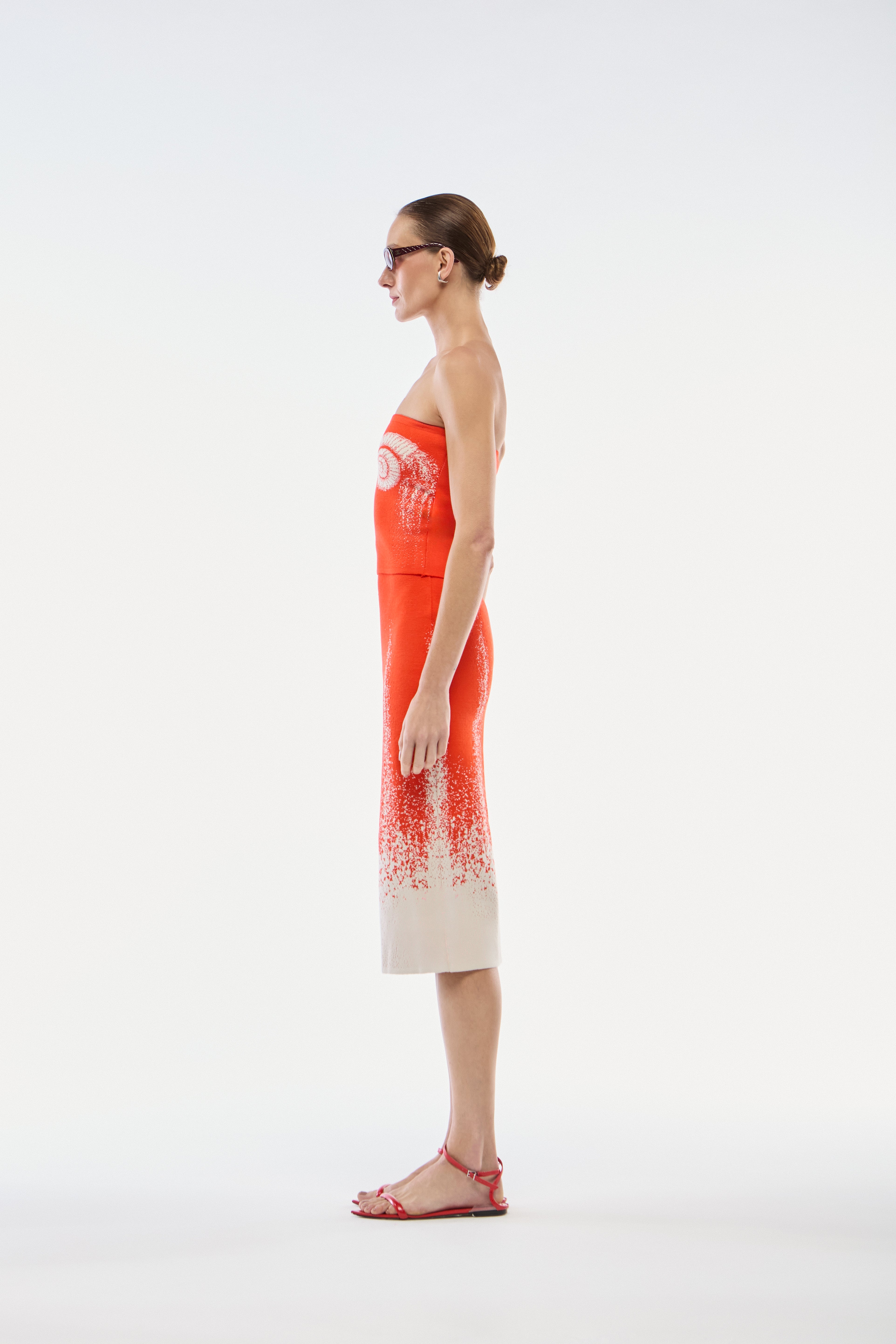 TOP JACQUARD TRICOT CARACOL VERMELHO