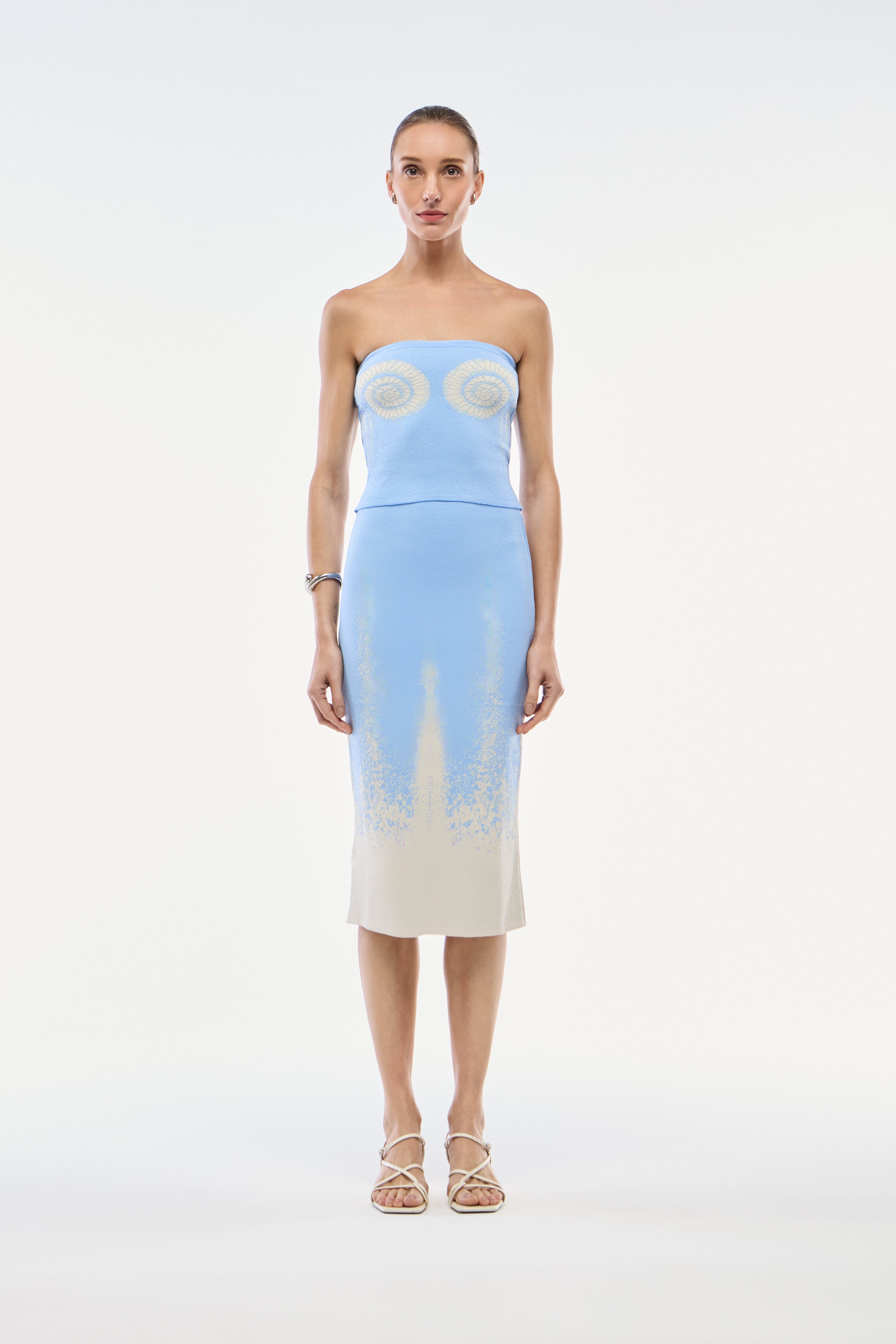 SAIA MIDI TRICOT CARACOL AZUL