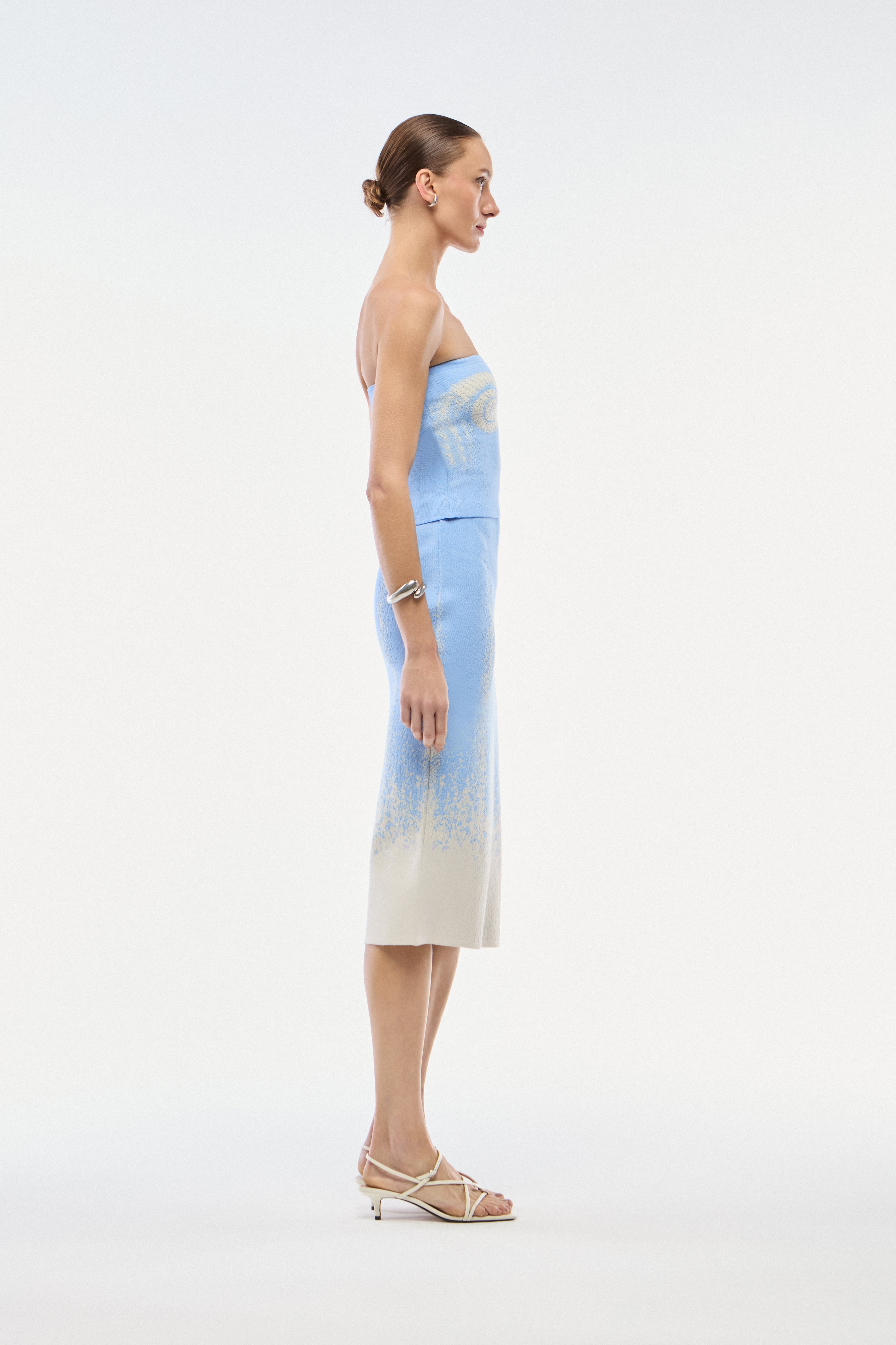 SAIA MIDI TRICOT CARACOL AZUL