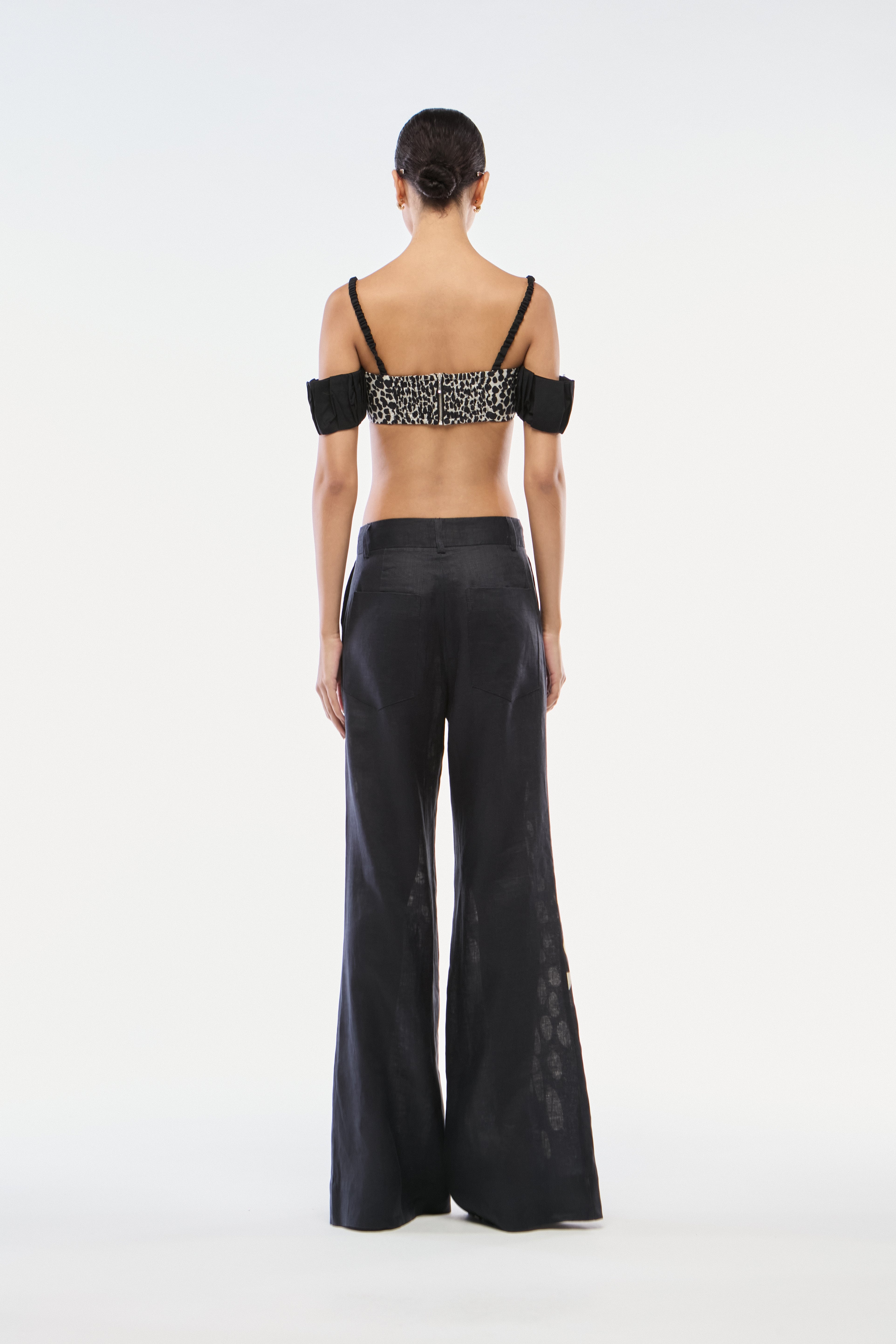 CALÇA PANTALONA LINHO BOLHAS PRETO