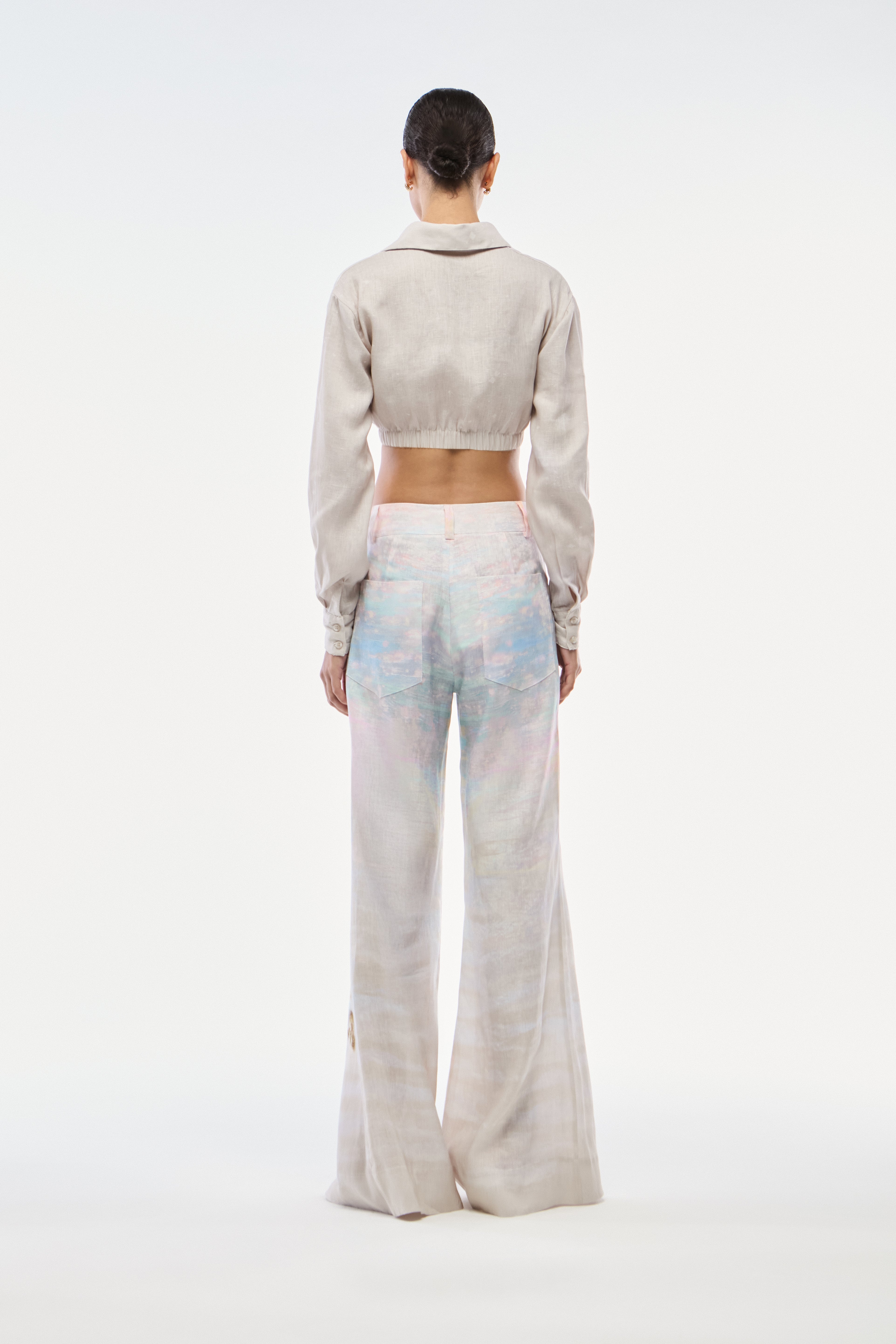 CAMISA CROPPED LINHO OVO BEGE