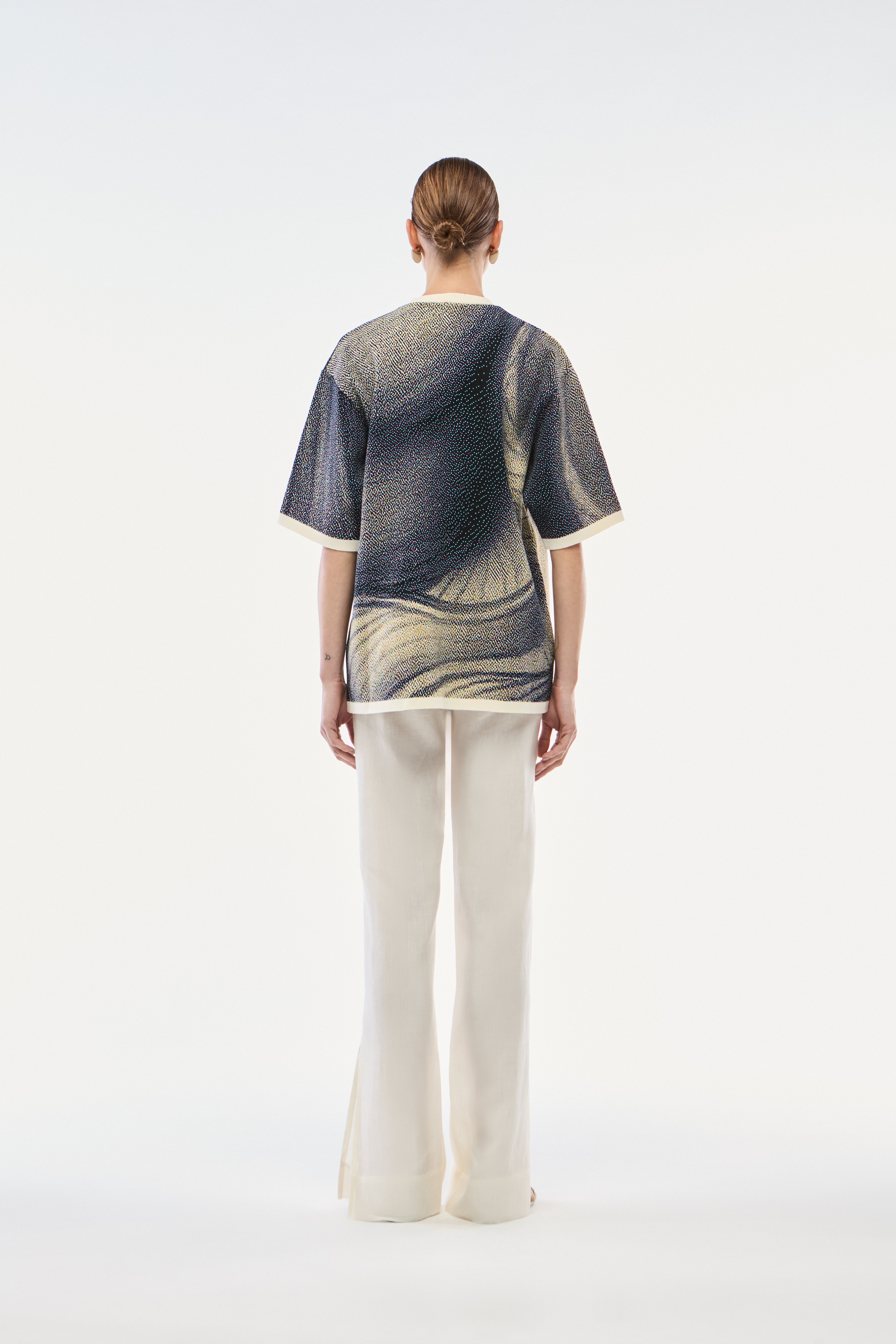 CAMISETA JACQUARD TRICOT AZUL