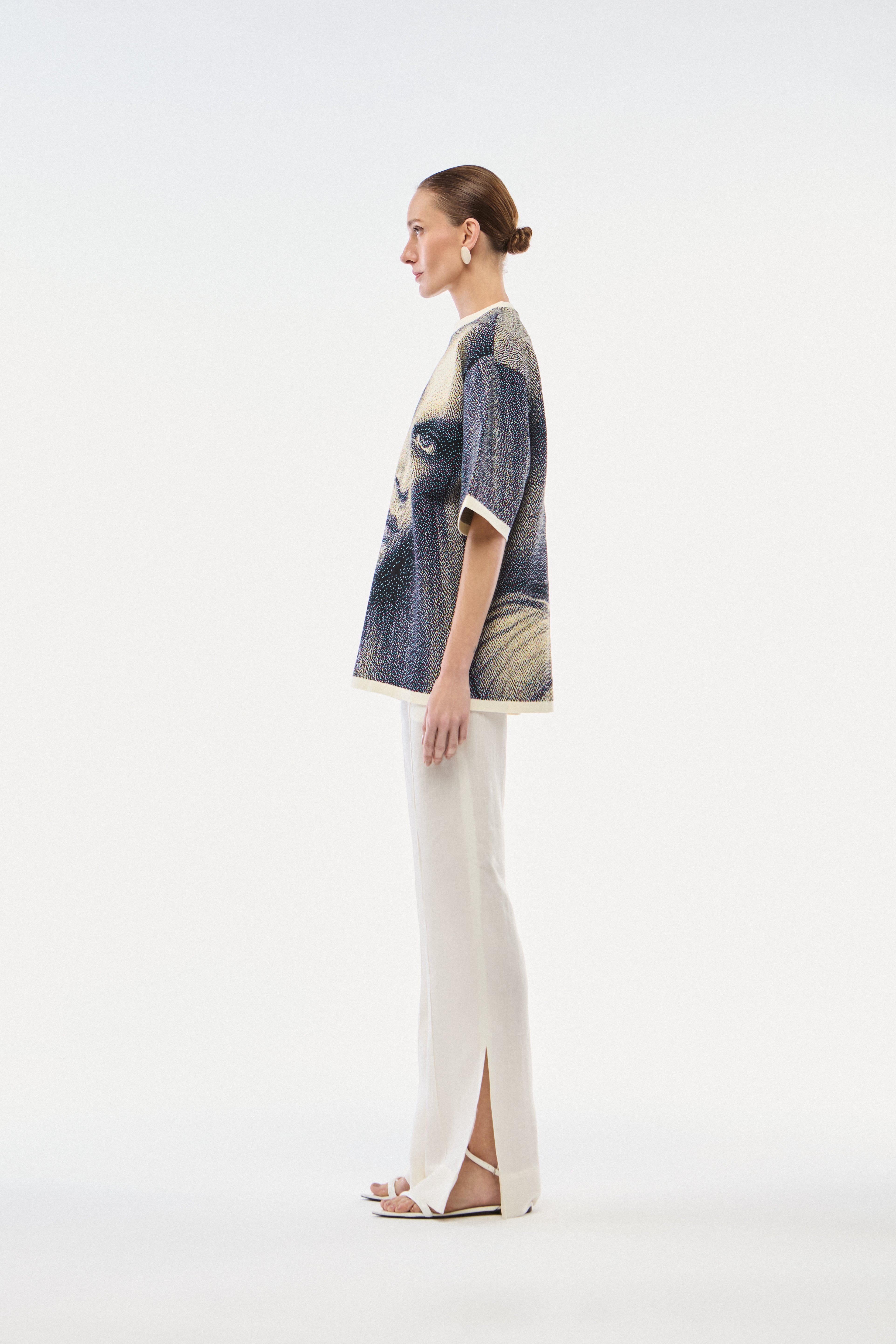 CAMISETA JACQUARD TRICOT AZUL