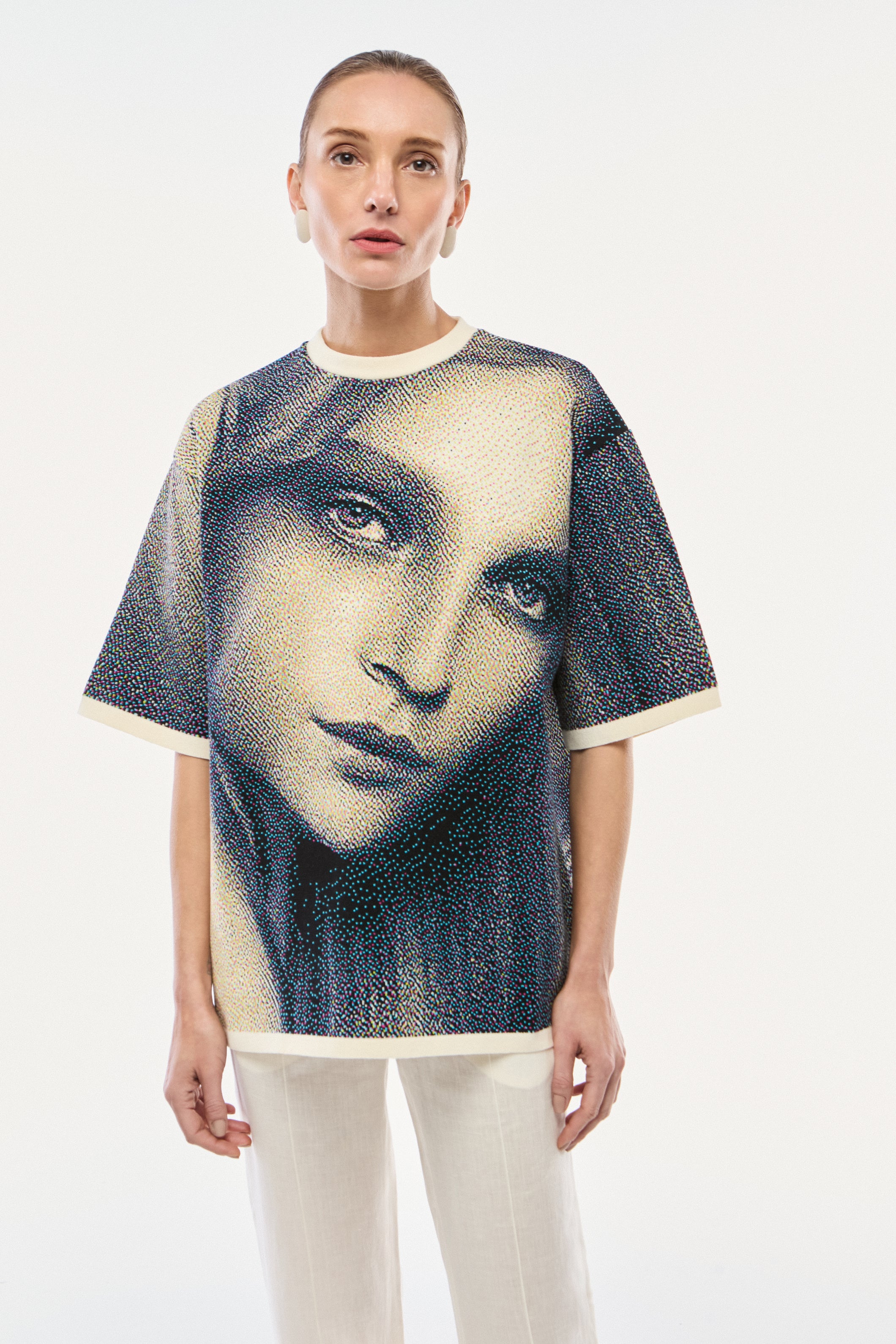 CAMISETA JACQUARD TRICOT AZUL