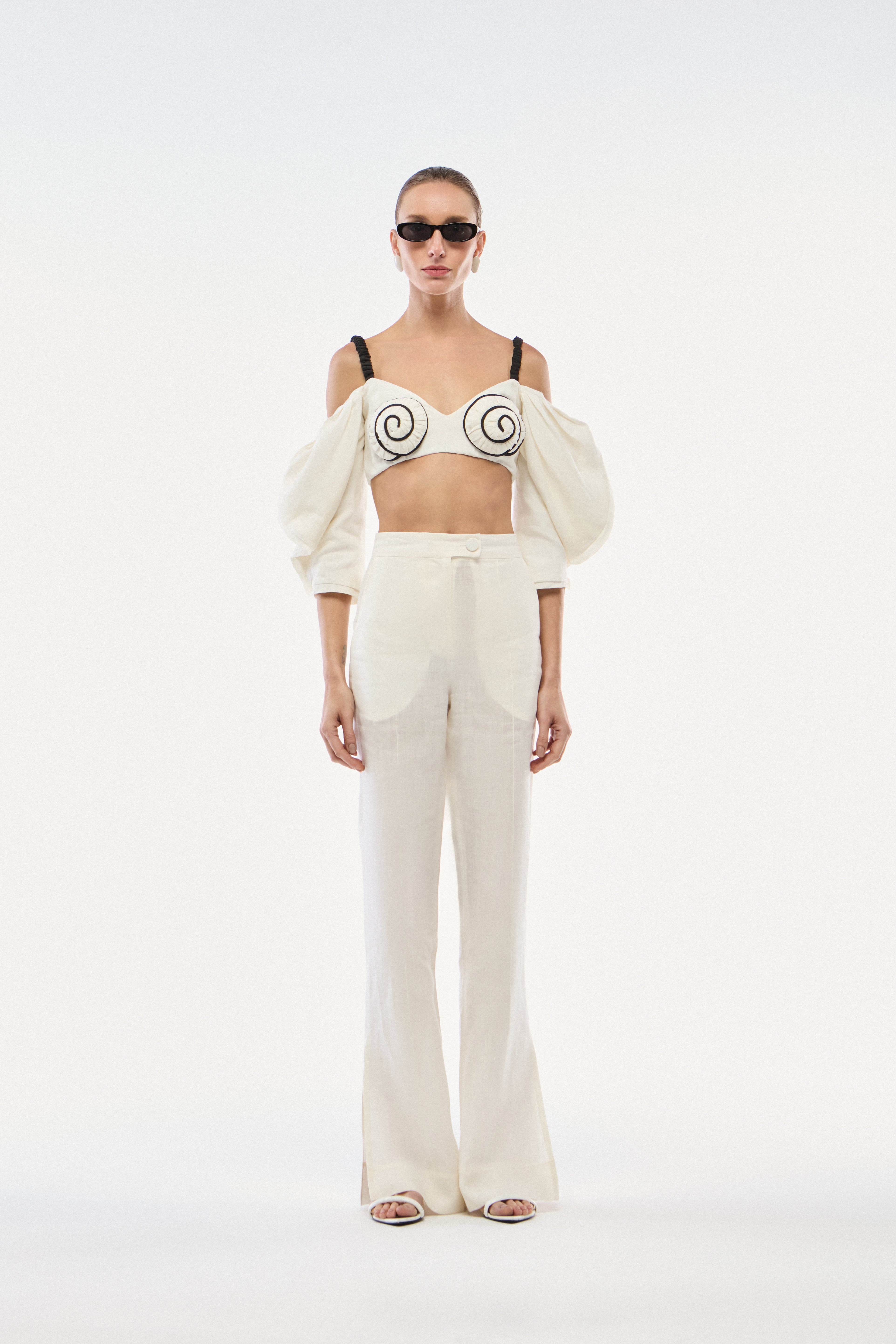 TOP CROPPED LINHO CARACOL OFF-WHITE