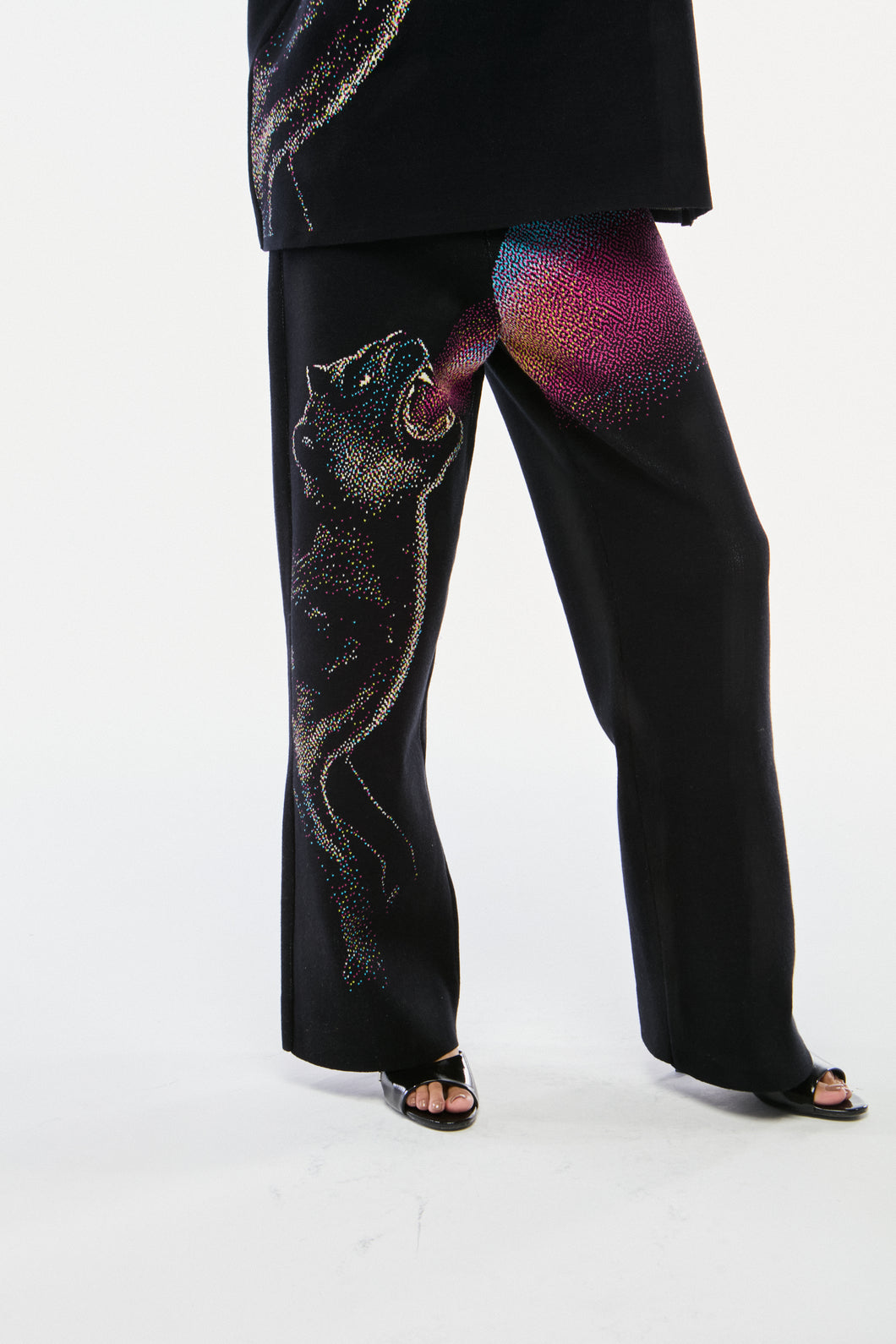 CALÇA TRICOT JACQUARD  PRETO