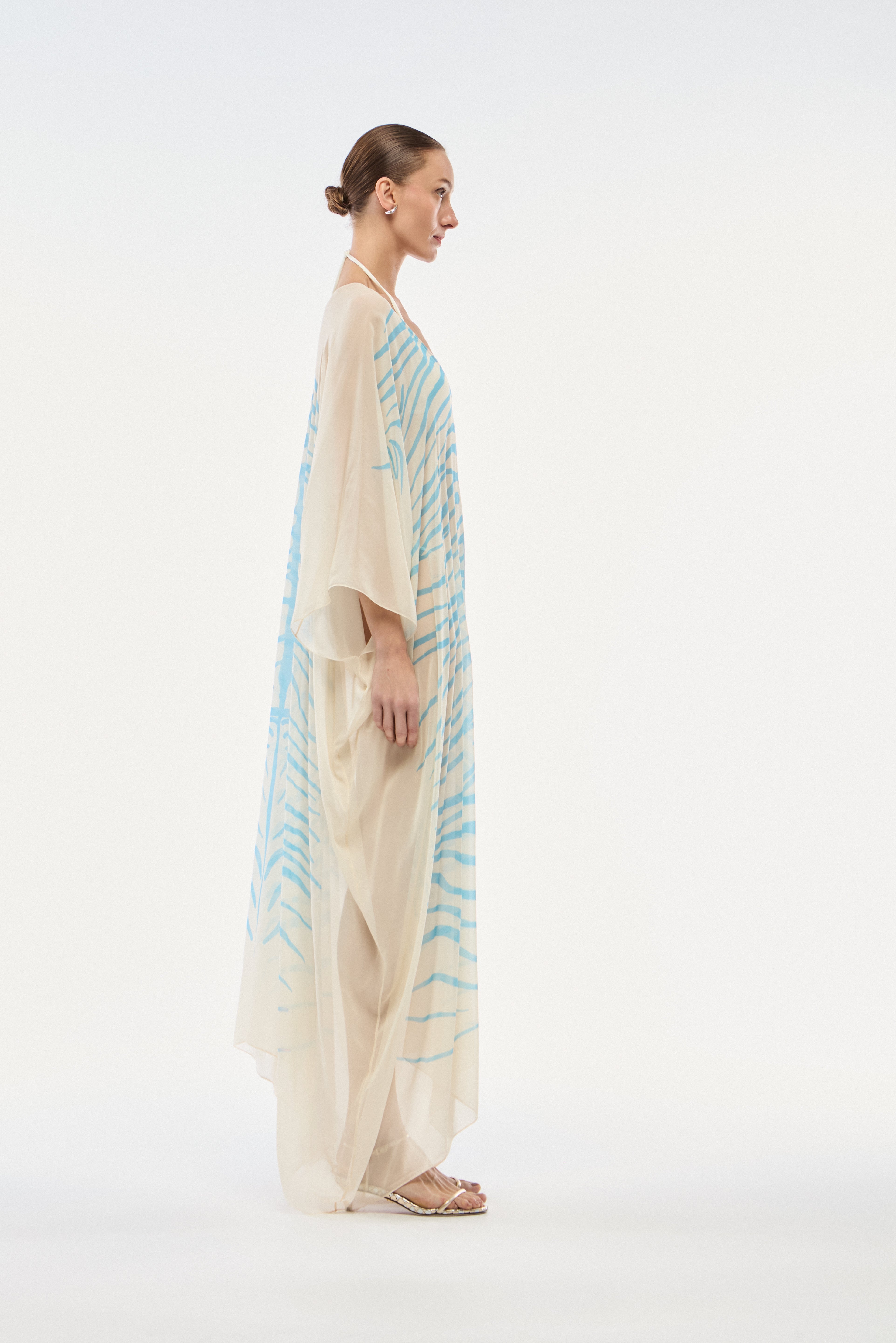 KAFTAN GEORGETTE ZEBRA MONO AZUL SKY